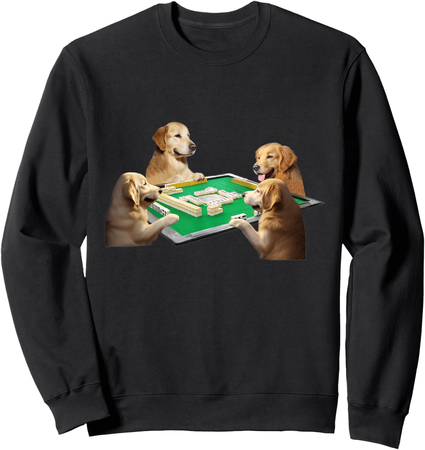 Golden Retriever Dog Mahjong Funny Dog Men's Funny Clothes Funny Goods Present Neta Sweatshirt - Sweatshirt | Black