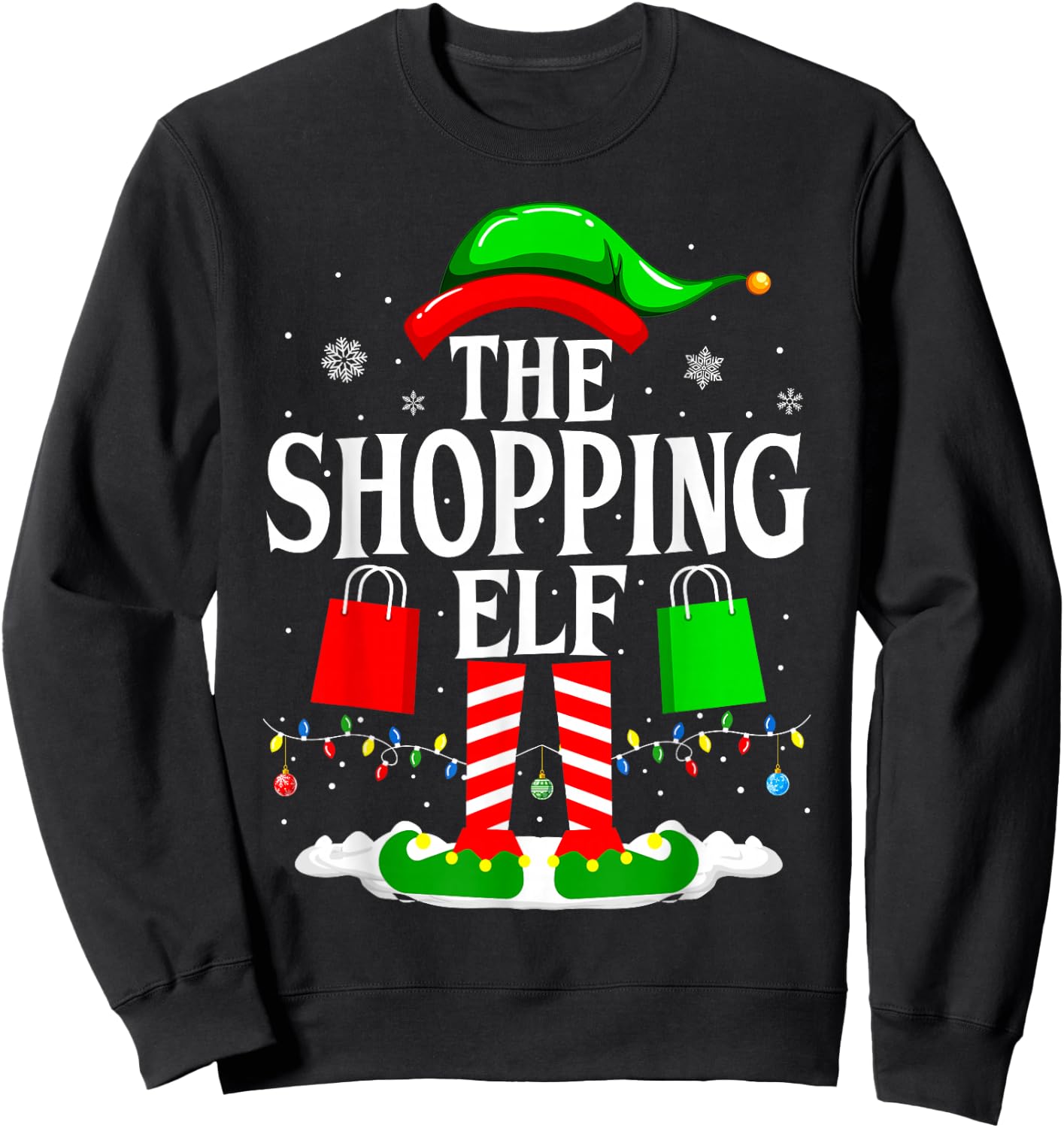The Shopping Elf Funny Xmas Family matching Christmas Sweatshirt - Sweatshirt | Black