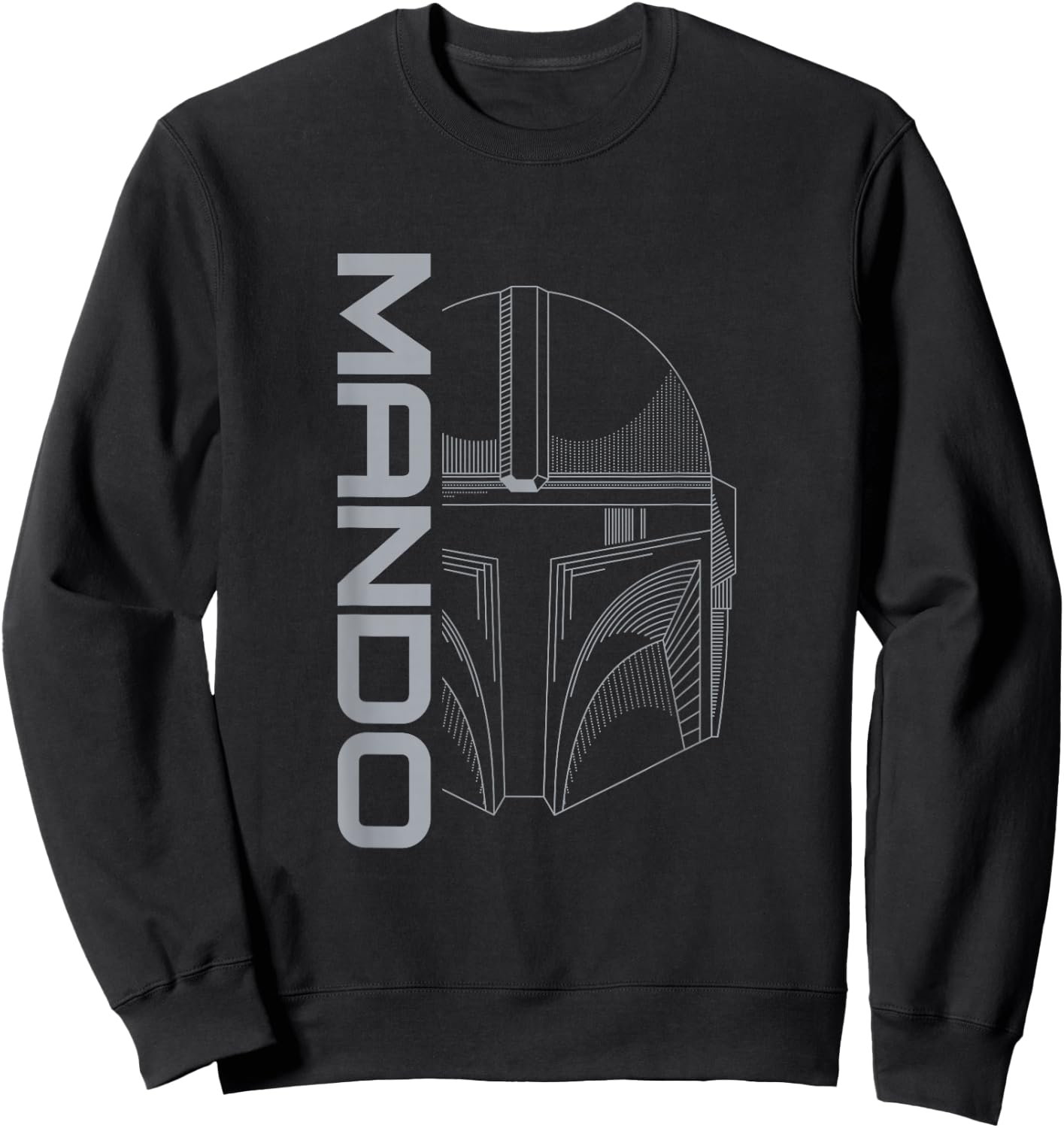 Star Wars: The Mandalorian Silver Line Art Vintage Mando Sweatshirt - Sweatshirt | Black