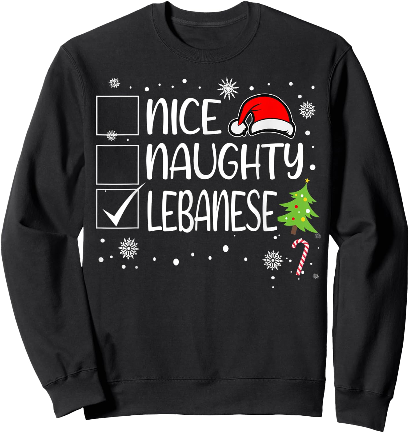 Nice Naughty Lebanese Christmas Naughty Family Group Xmas Sweatshirt - Sweatshirt | Black