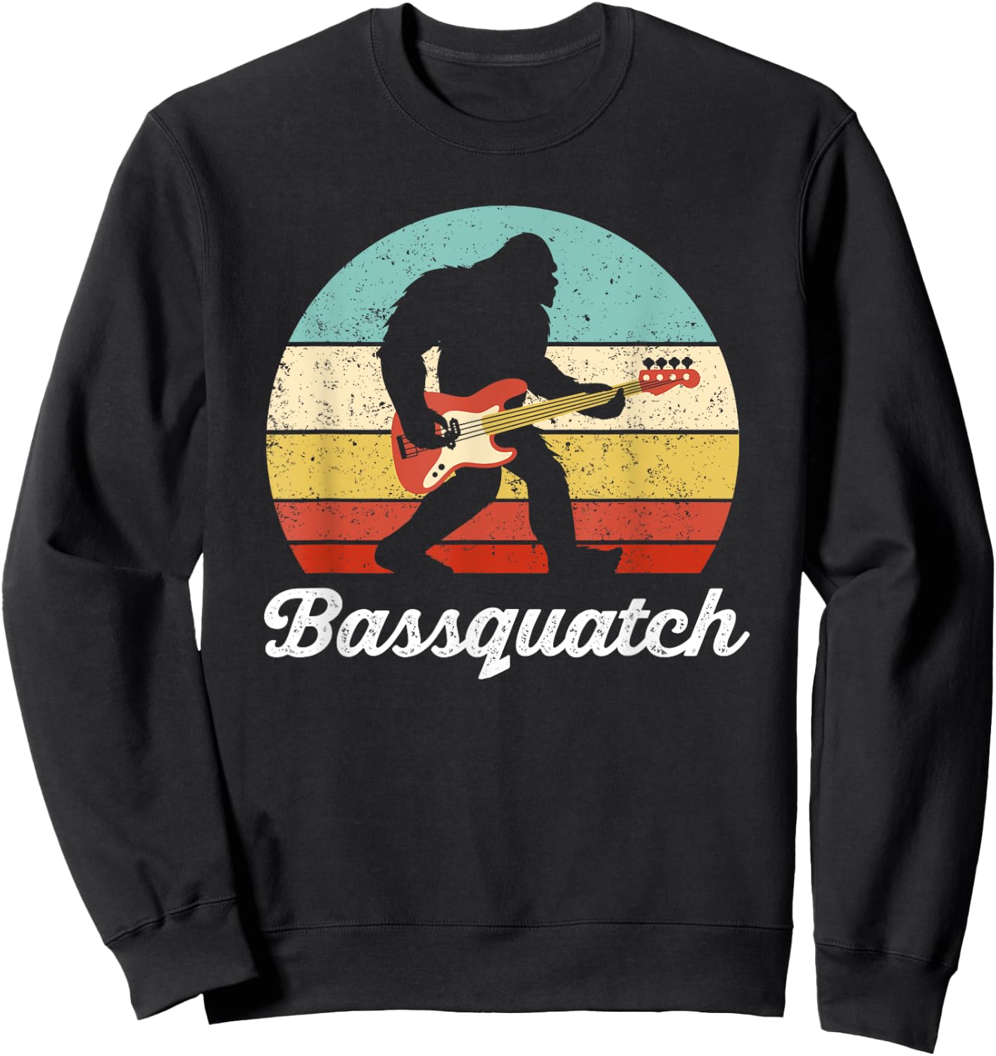 Bigfoot Bass Player Guitar Sasquatch Bassist Music Guitarist Sweatshirt - Sweatshirt | Black