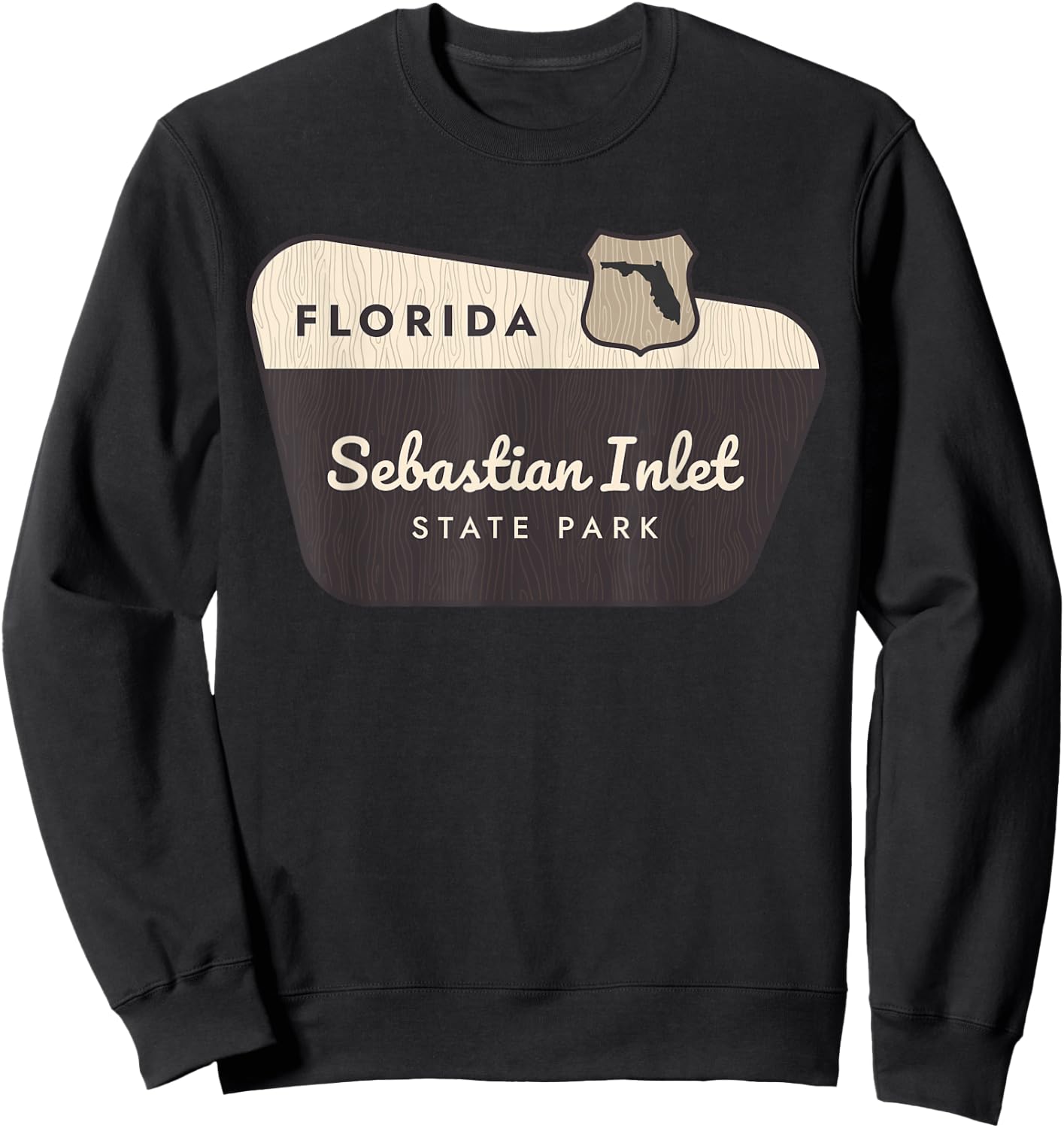 Sebastian Inlet State Park Florida Welcome Sign Vacation Sweatshirt - Sweatshirt | Black