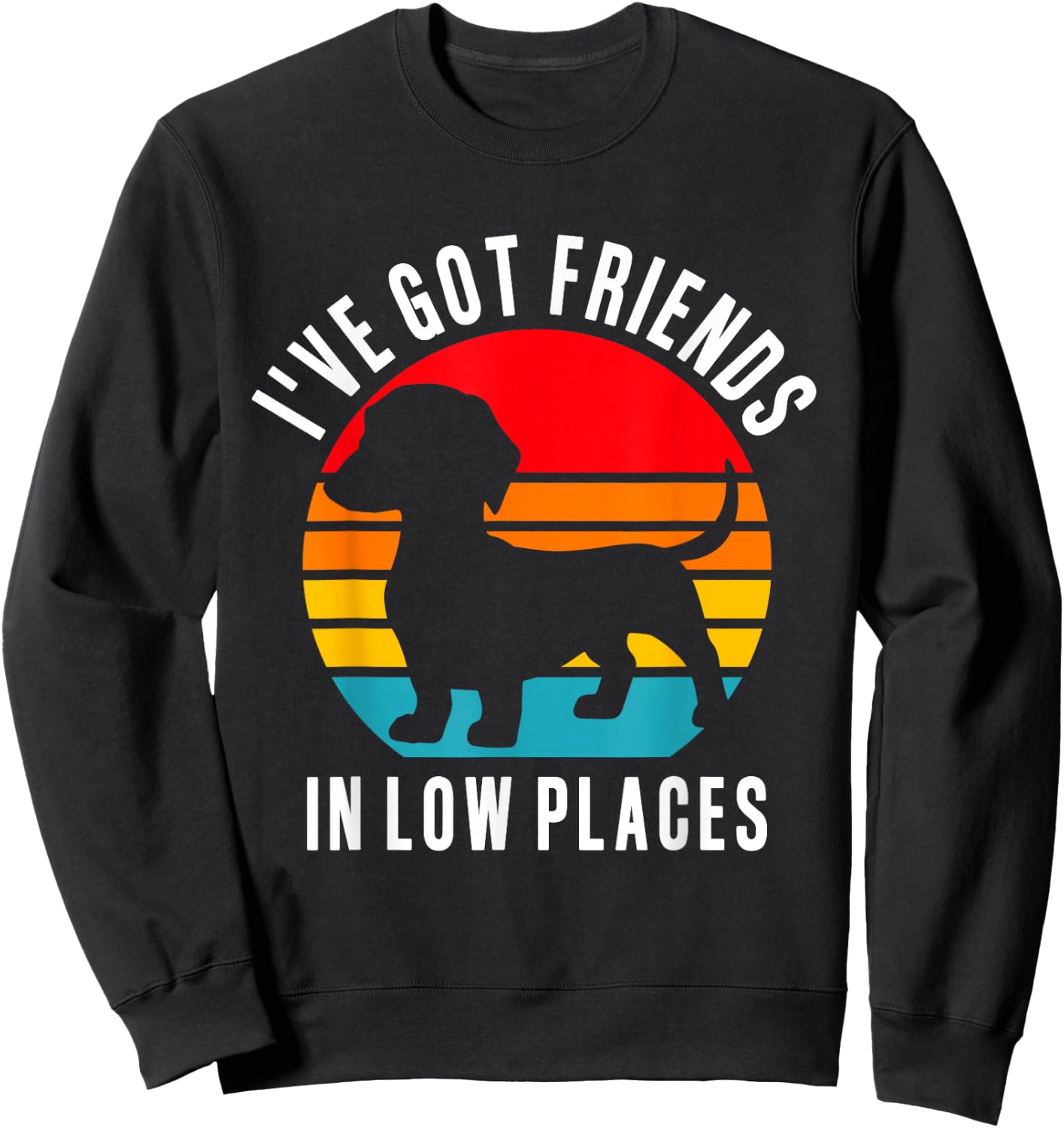 Funny Wiener Dog Lover Dachshund Friends In Low Places Men Women Sweatshirt - Sweatshirt | Black