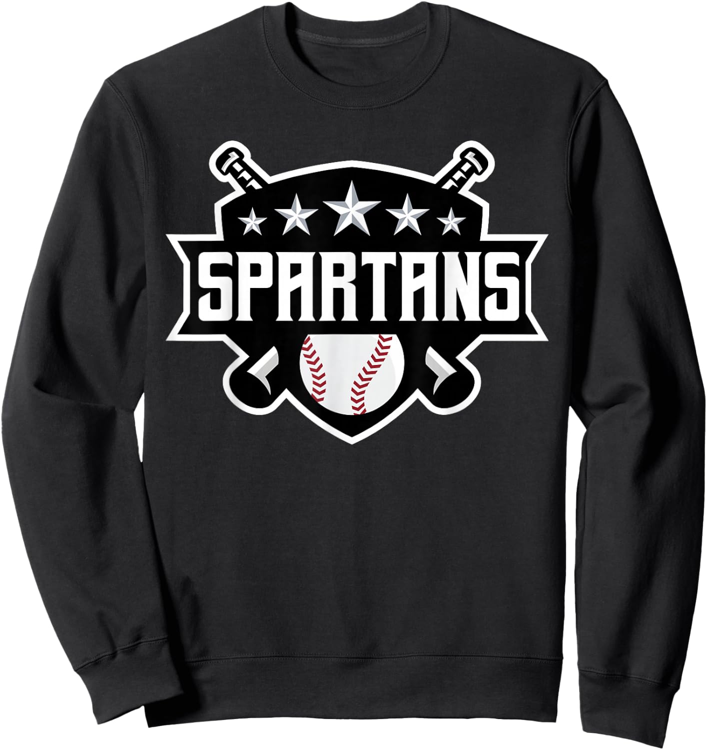 Spartan Baseball Sports Game Day Spirit Print Stars Mom Dad Sweatshirt - Sweatshirt | Black