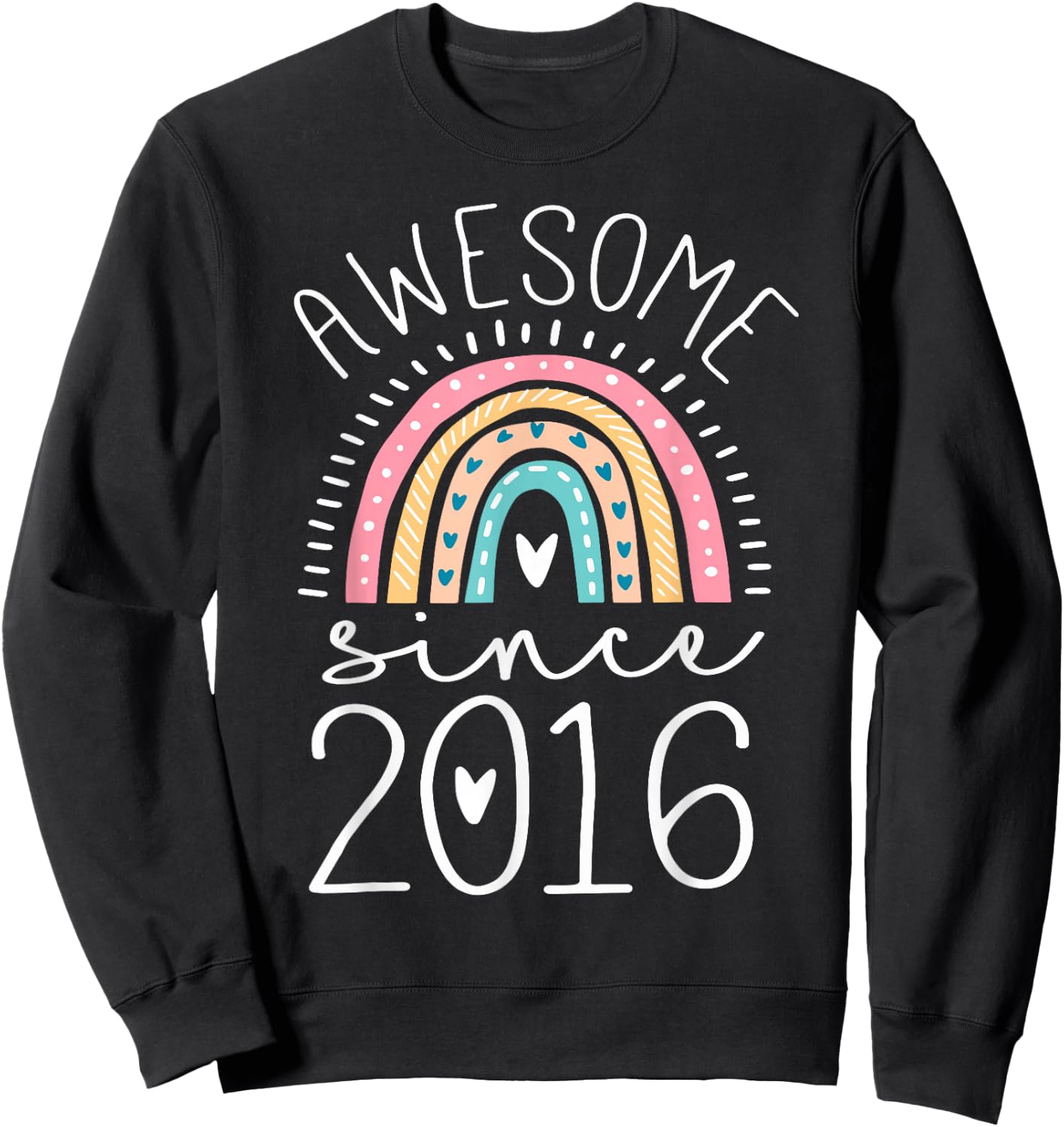 Awesome Since 2016 9th Birthday Rainbow Gifts Born in 2016 Sweatshirt - Sweatshirt | Black