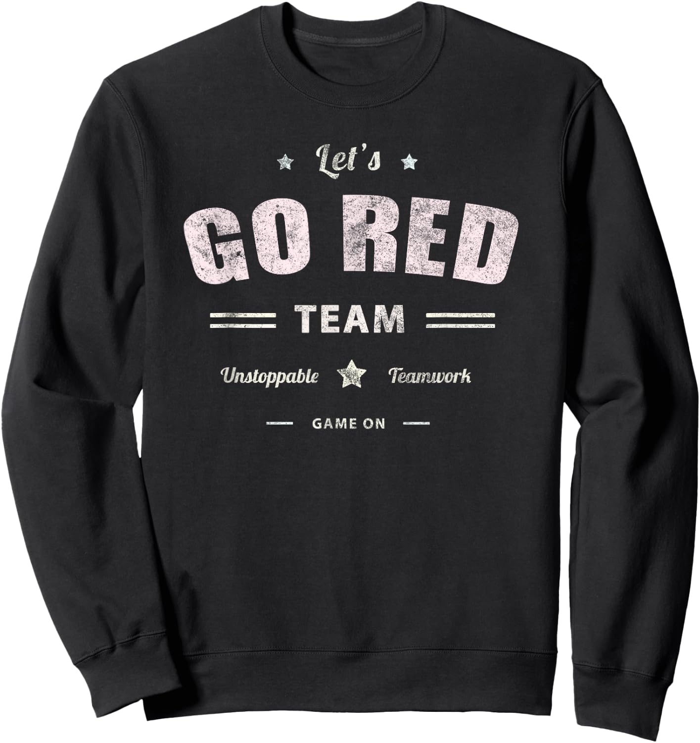 Vintage LET'S GO RED Team War Game Competition Summer Camp Sweatshirt - Sweatshirt | Black