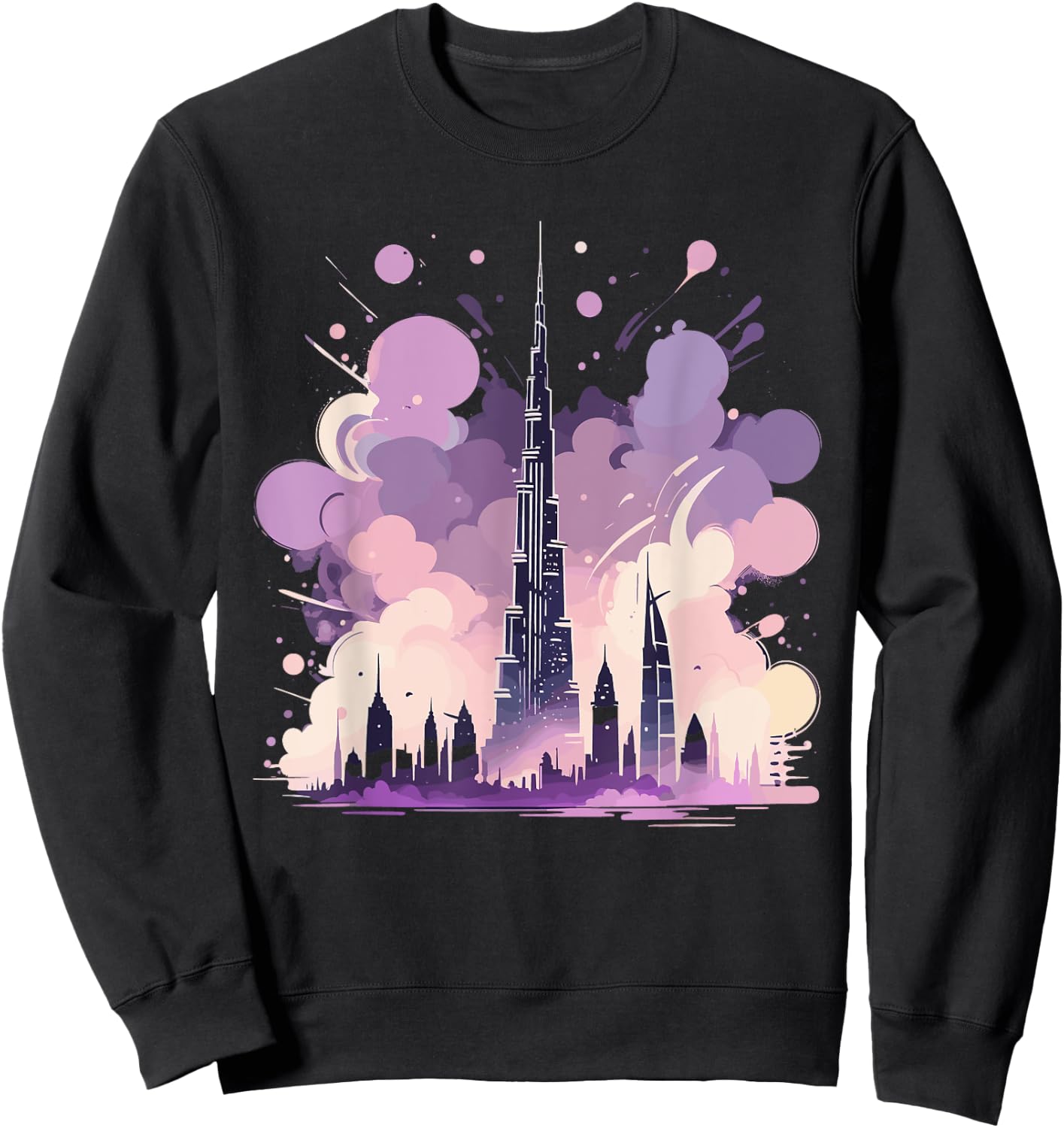 Burj Khalifa Dubai Matching Family Vacation Unique Magic Art Sweatshirt - Sweatshirt | Black