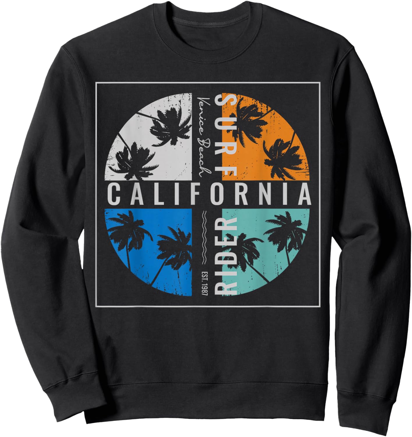 California Surf Rider Venice Beach Est 1987 Sweatshirt - Sweatshirt | Black