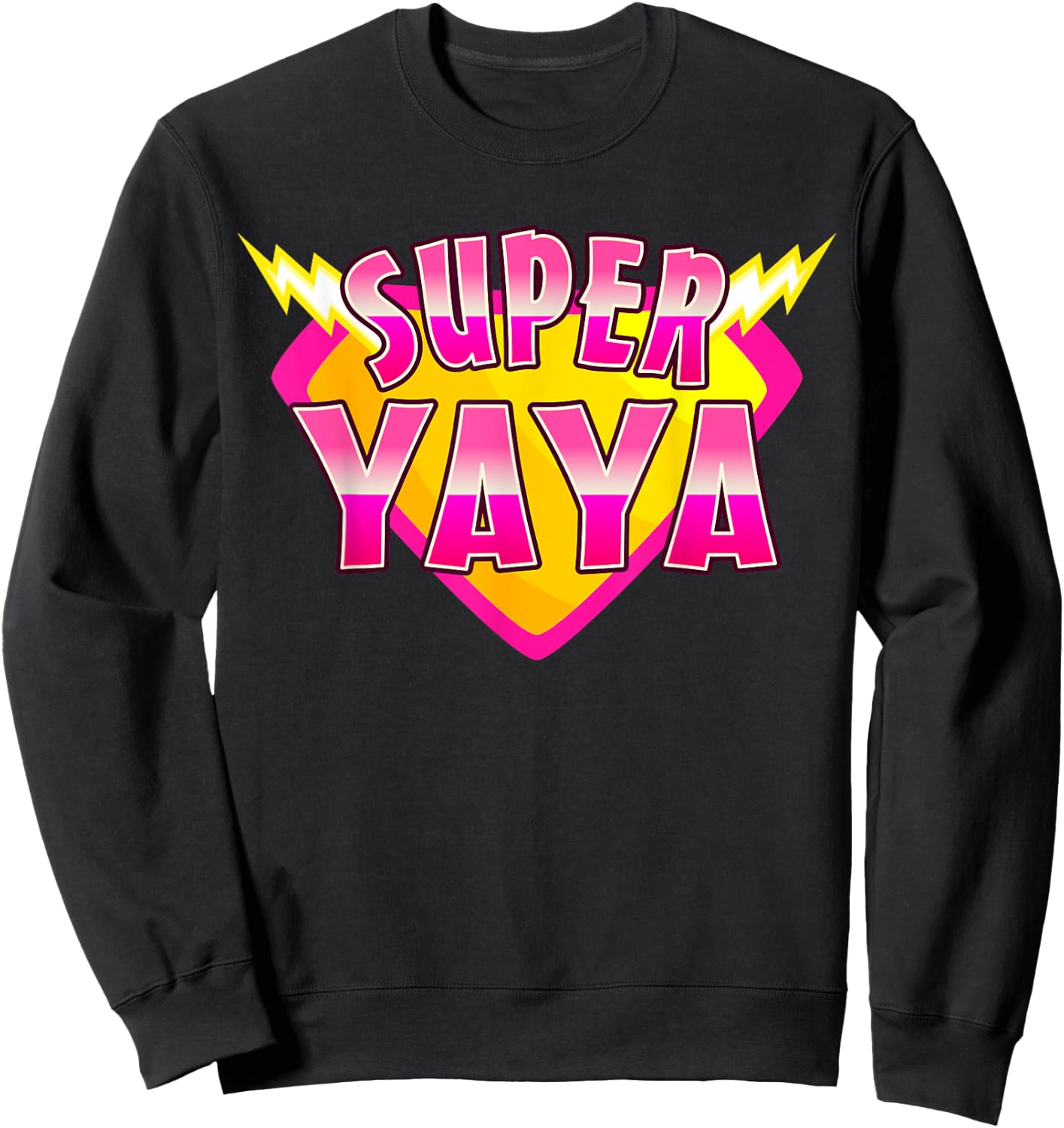 Super YaYa Superhero Grandmother Comic Book Family Matching Sweatshirt - Sweatshirt | Black