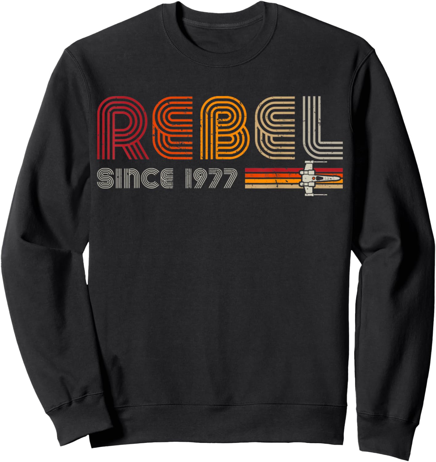 Rebel Since 1977 Retro Space Typography Vintage Sweatshirt - Sweatshirt | Black