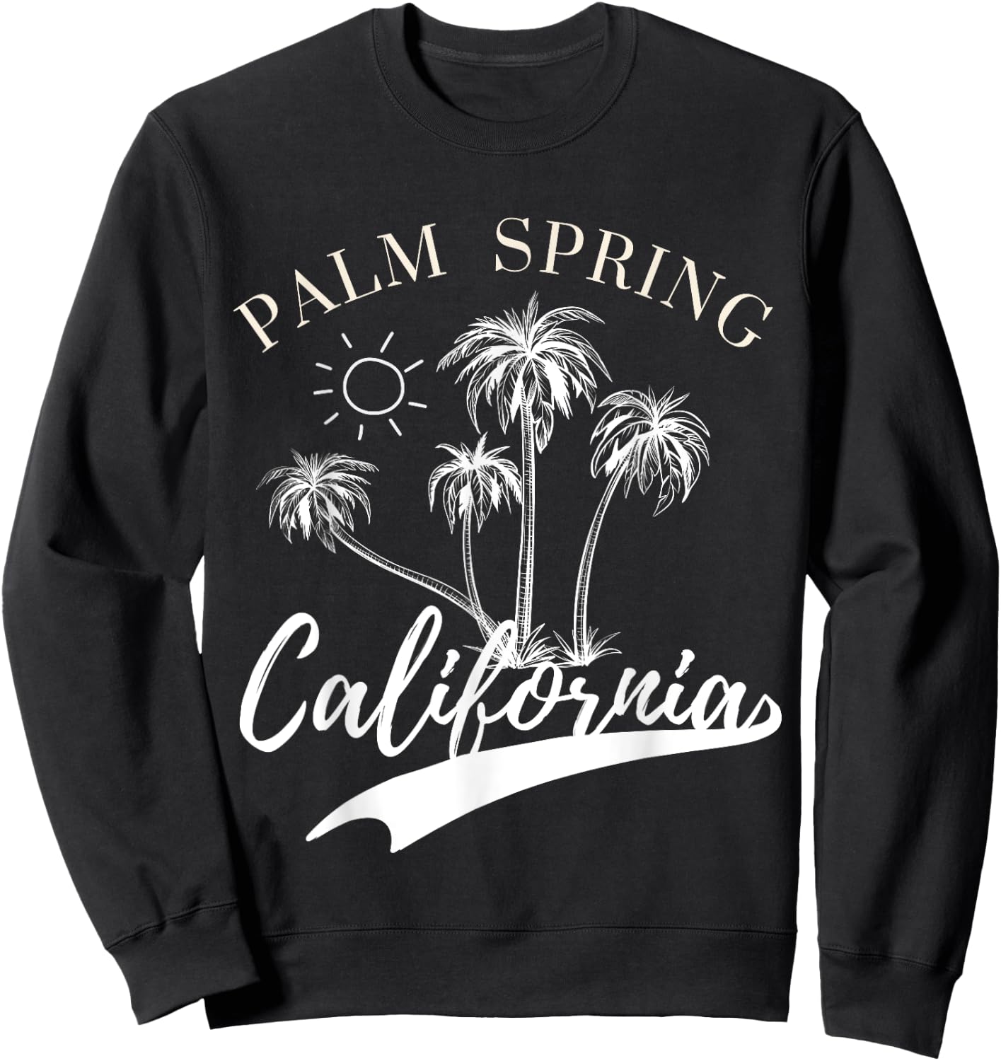 Palm Springs California Beach CA Surfer Tree Gifts & Apparel Men Women Kids Sweatshirt - Sweatshirt | Black