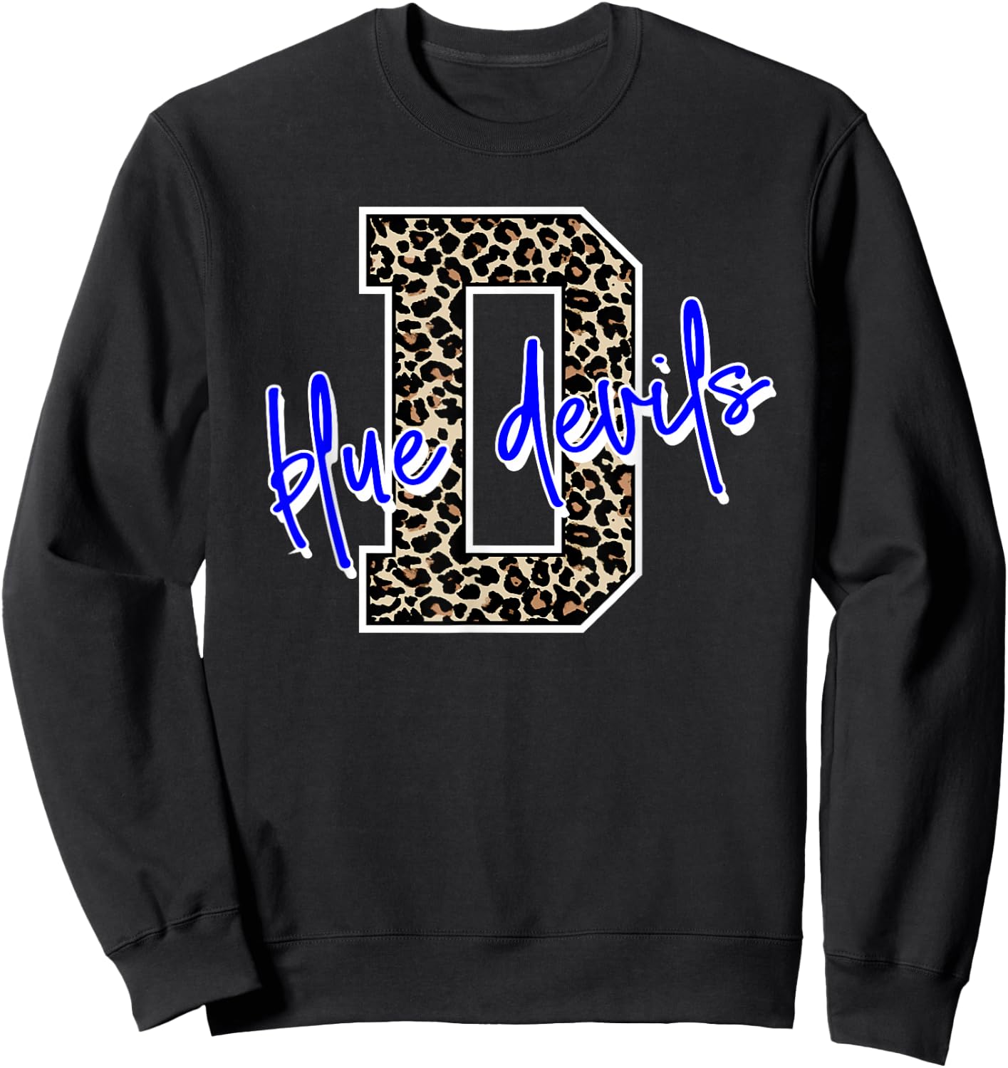 Blue Devil Leopard Print Letter Sweatshirt - Sweatshirt | Black