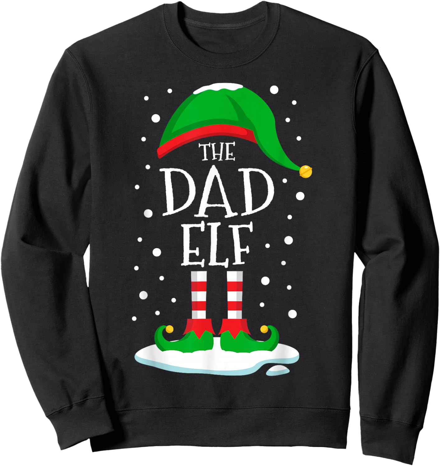 The Dad Elf Christmas Family Matching Xmas Daddy Funny Sweatshirt - Sweatshirt | Black