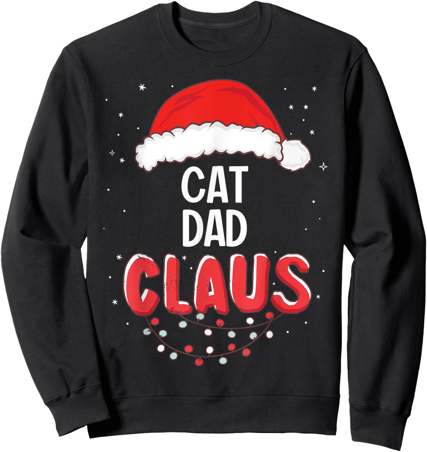 Cat Dad Santa Claus Christmas Matching Costume Women Sweatshirt - Sweatshirt | Black