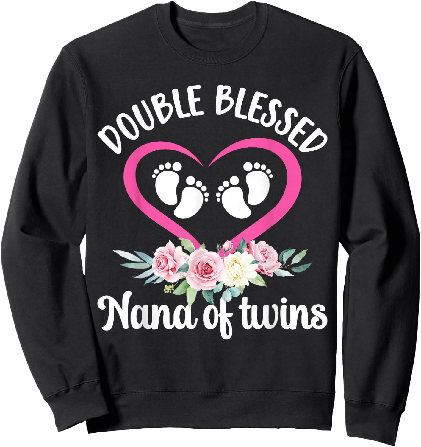 Double Blessed Nana Of Twins Twin Nana Grandma Sweatshirt - Sweatshirt | Black