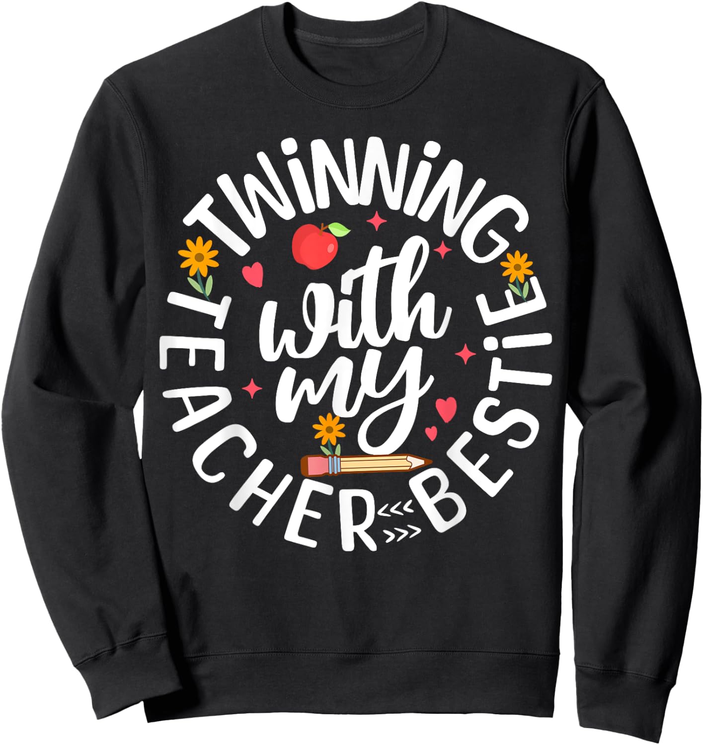 Twin Day Design for Spirit Week Teacher Bestie Matching Sweatshirt - Sweatshirt | Black