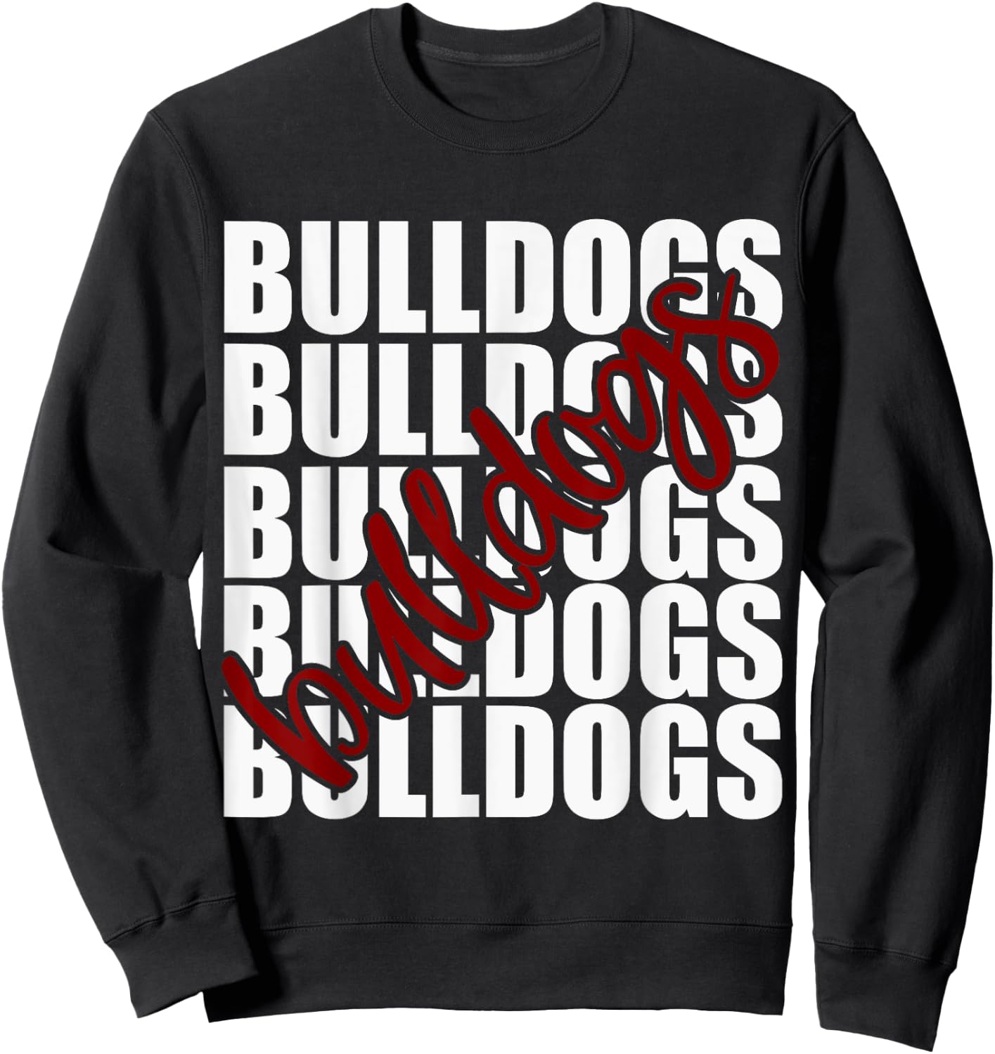 Bulldogs Maroon School Sports Fan Team Spirit Sweatshirt - Sweatshirt | Black