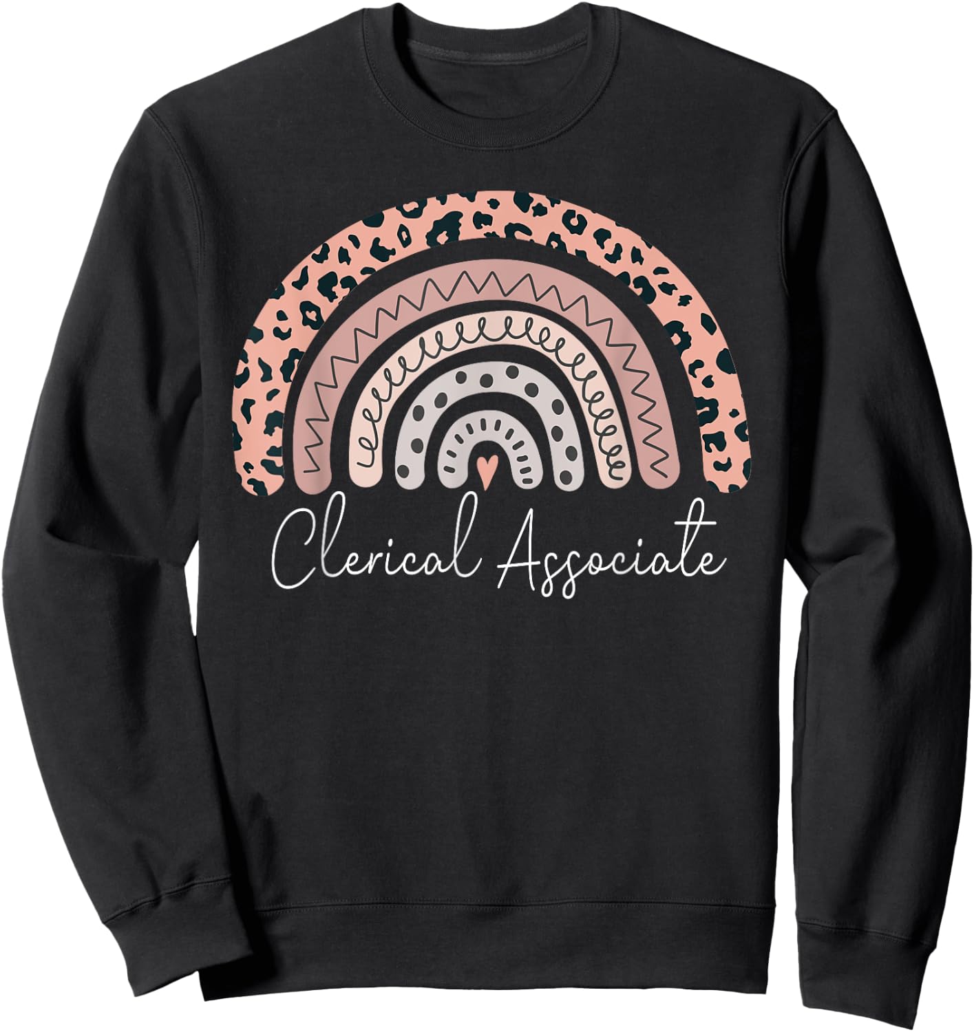 Clerical Associate Leopard Rainbow Appreciation Sweatshirt - Sweatshirt | Black