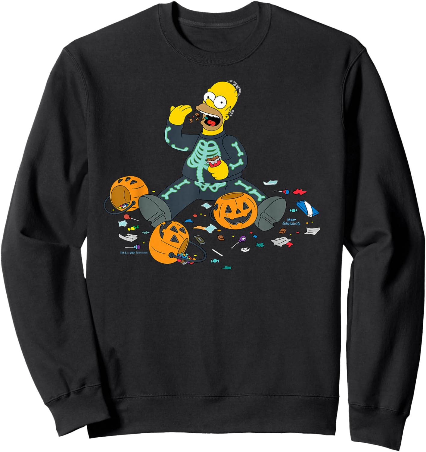 The Simpsons Homer Halloween Trick or Treat Candy Binge Sweatshirt - Sweatshirt | Black