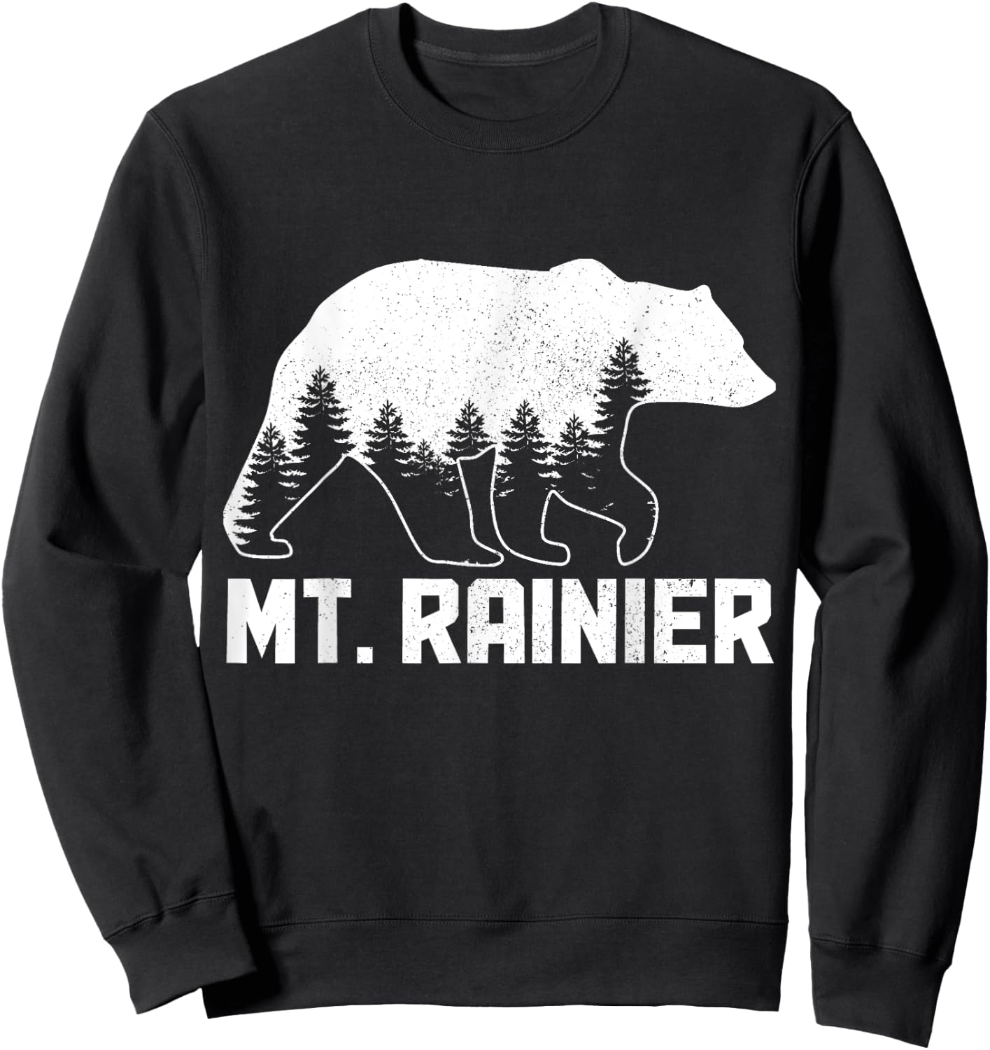 Mount Rainier Mt Bear Grizzly Outdoor National Park Vintage Sweatshirt - Sweatshirt | Black
