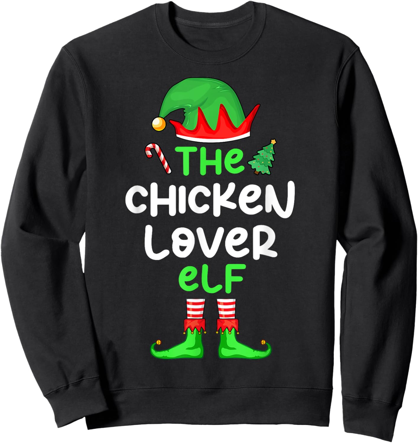 I'm The Chicken Lover Elf Christmas Matching Pajama Sweatshirt - Sweatshirt | Black