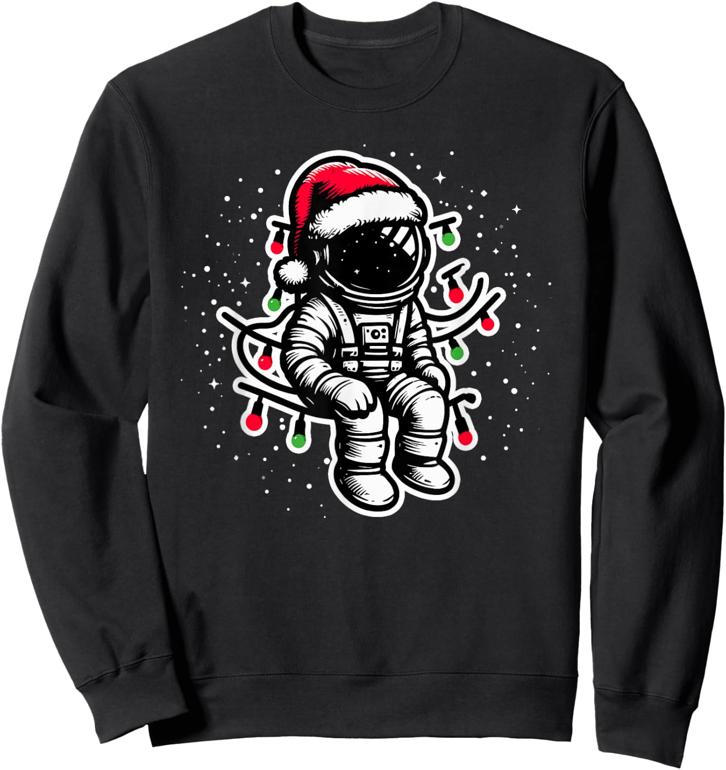 Astronaut Christmas Santa Hat Space Lover Boys Sweatshirt - Sweatshirt | Black