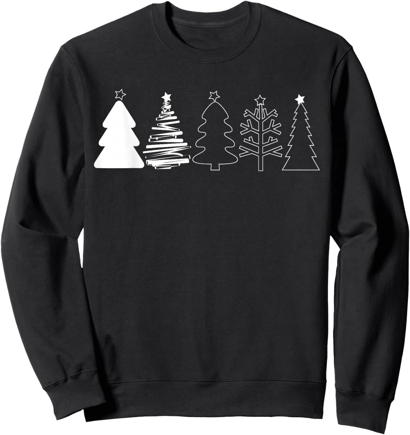 Rustic Christmas Trees Winter Forest Minimalist Sweatshirt - Sweatshirt | Black