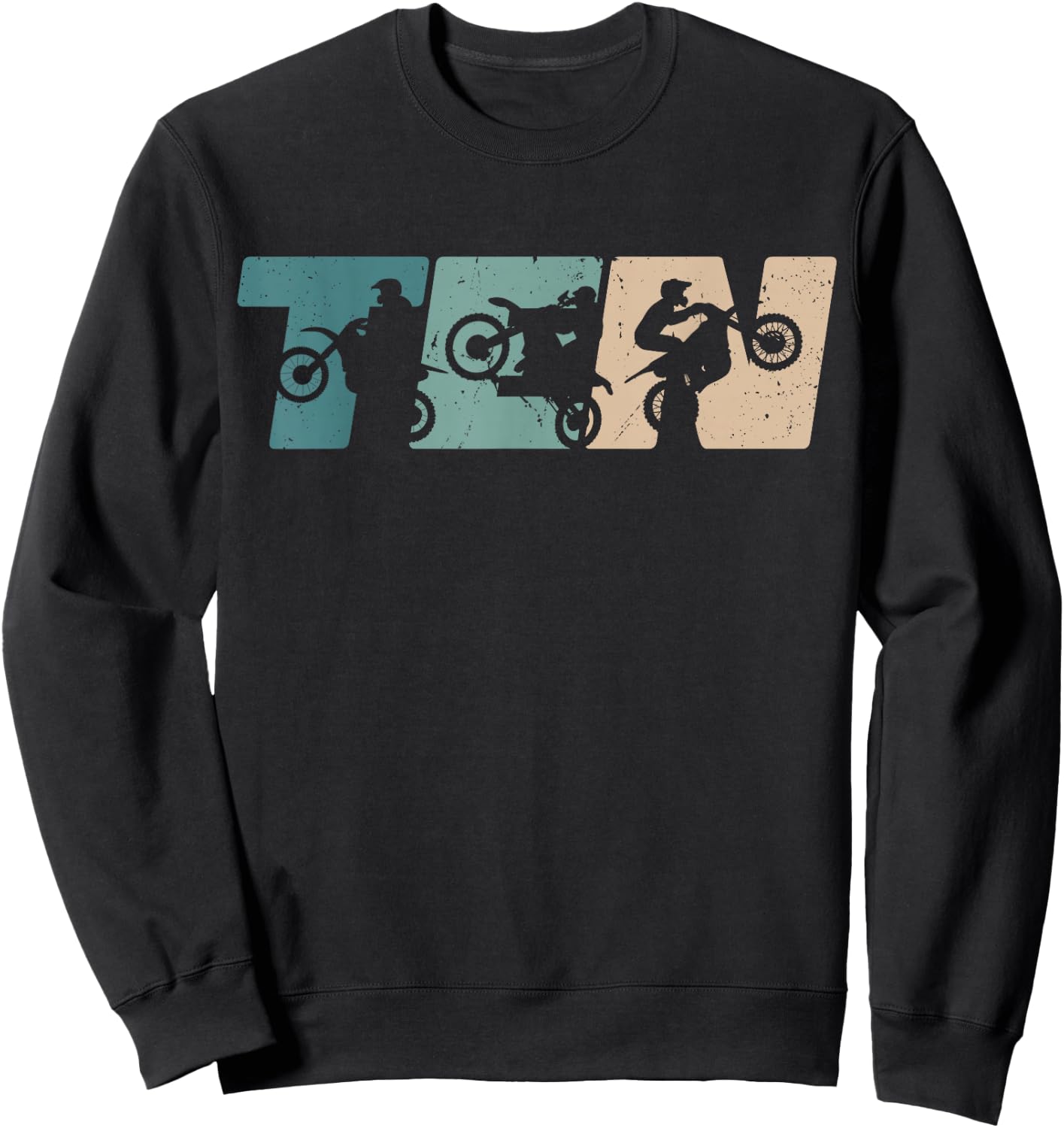 10th Birthday Retro Motocross Dirt Bike 10 Years Boys Girl Sweatshirt - Sweatshirt | Black