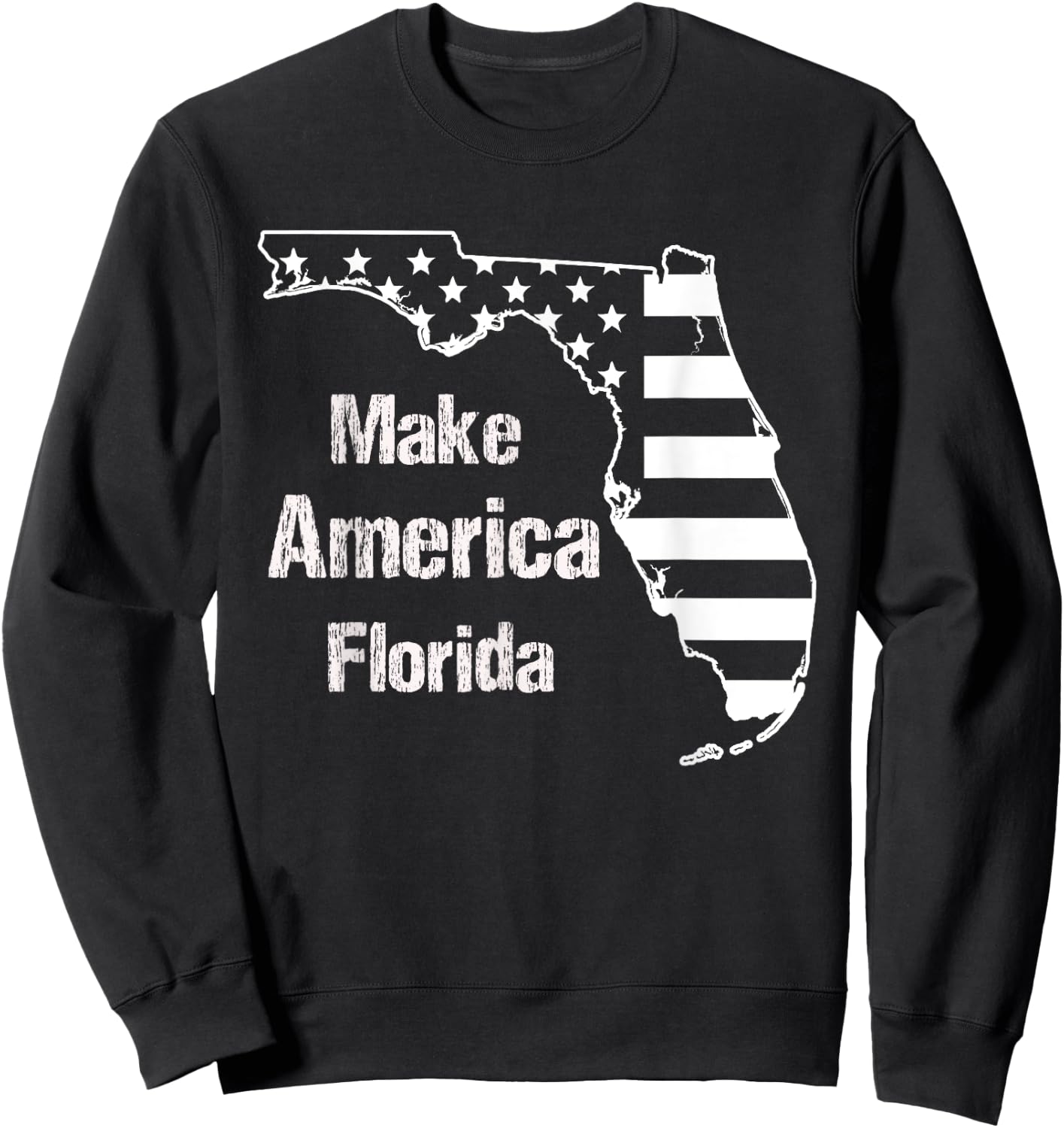 Funny Make America Florida American Flag Retro Vintage Sweatshirt - Sweatshirt | Black