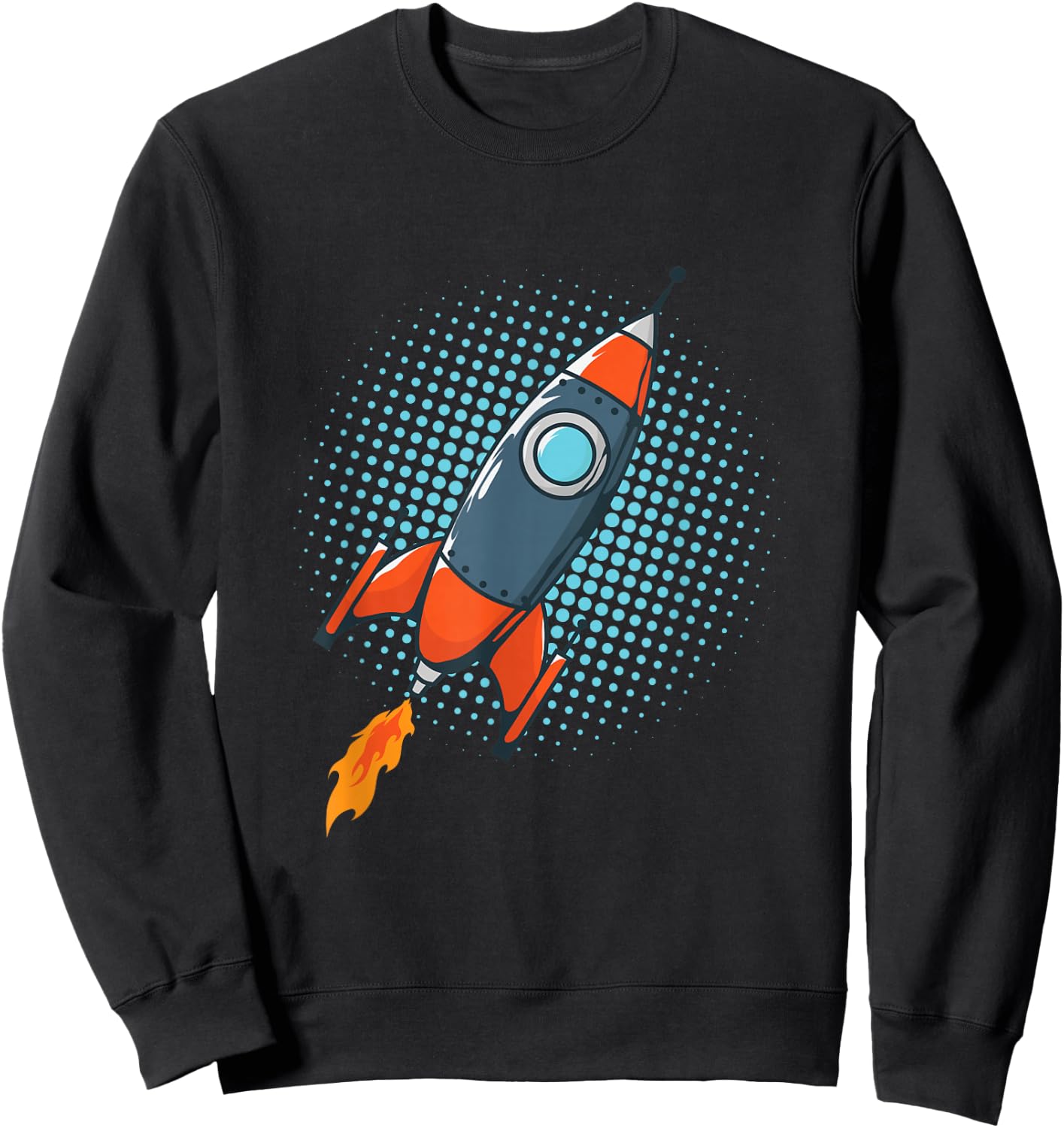 Rocket Comic Space Ship Moon Missile Sweatshirt - Sweatshirt | Black