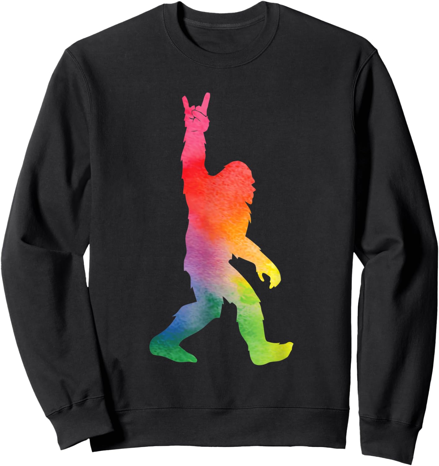 Bigfoot Sasquatch Peace Big Foot Squatch Colorful Rainbow Sweatshirt - Sweatshirt | Black