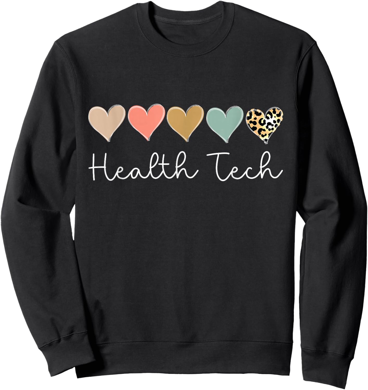 Health Tech Heart, School clinic Squad Valentine's Day Sweatshirt - Sweatshirt | Black