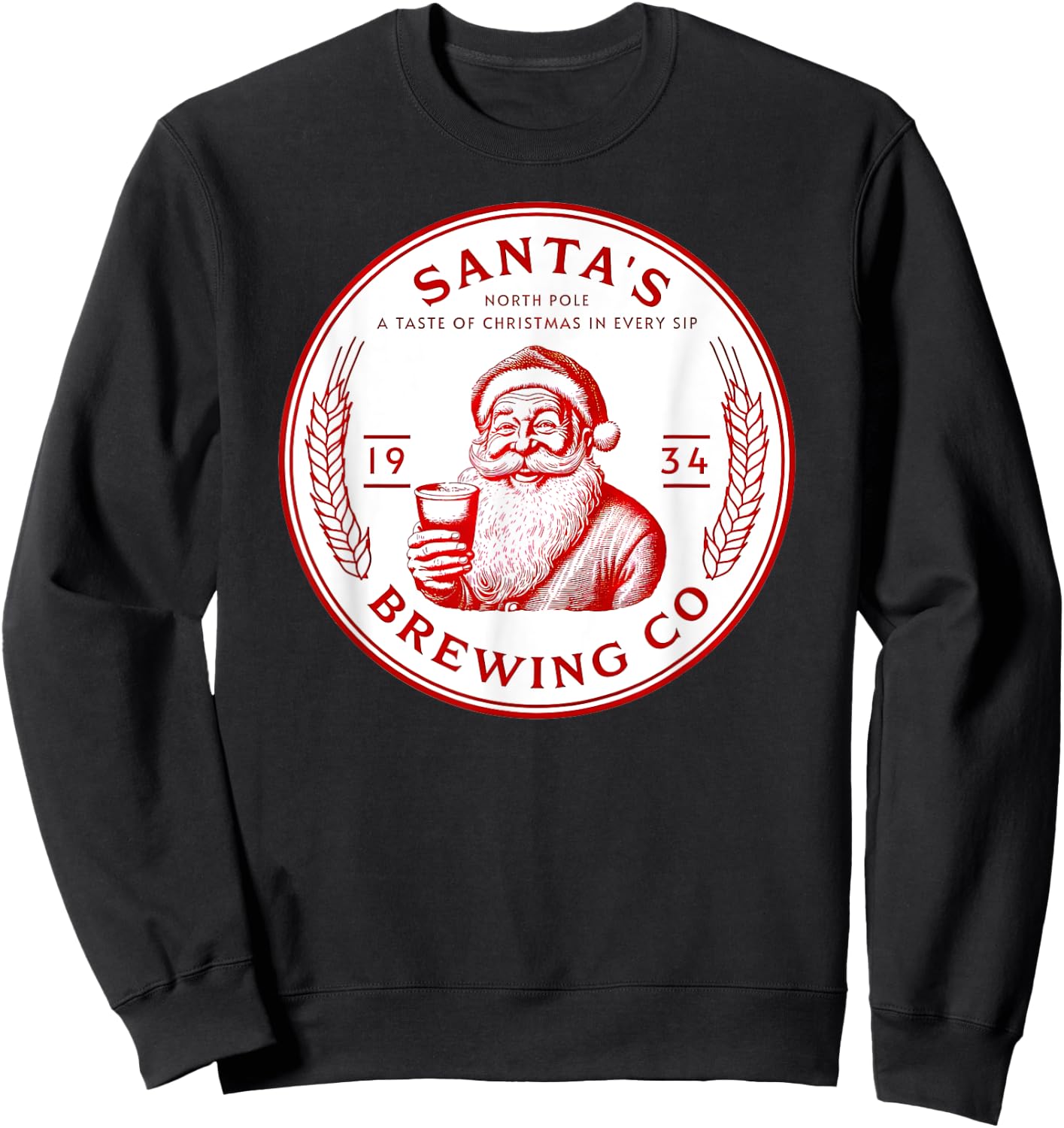 Santa's Brewing Company Pale Ale Fun Christmas Beer Drinking Sweatshirt - Sweatshirt | Black