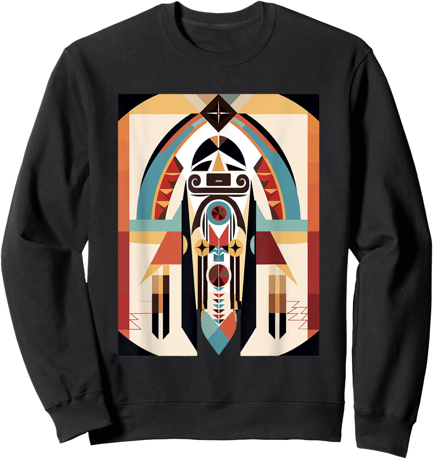 Hopi Art Design American Style Kachina Sweatshirt - Sweatshirt | Black