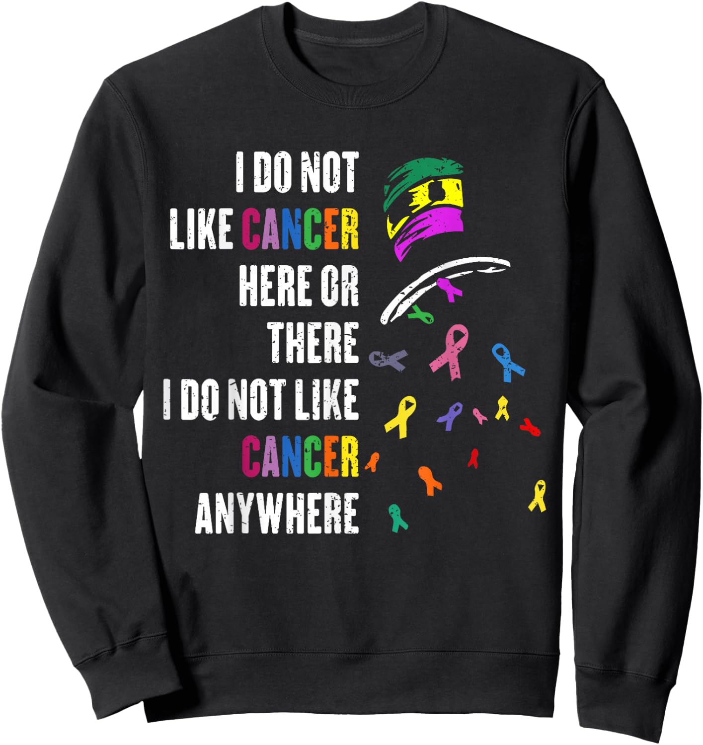 I Do Not Like Cancer There outfits -Adults Cancer Awareness Black Small Modern Sweatshirt - Sweatshirt | Black