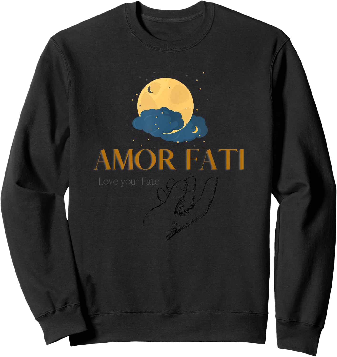 AMOR FATI Friedrich Nietzsche Love your fate philosopher Sweatshirt - Sweatshirt | Black