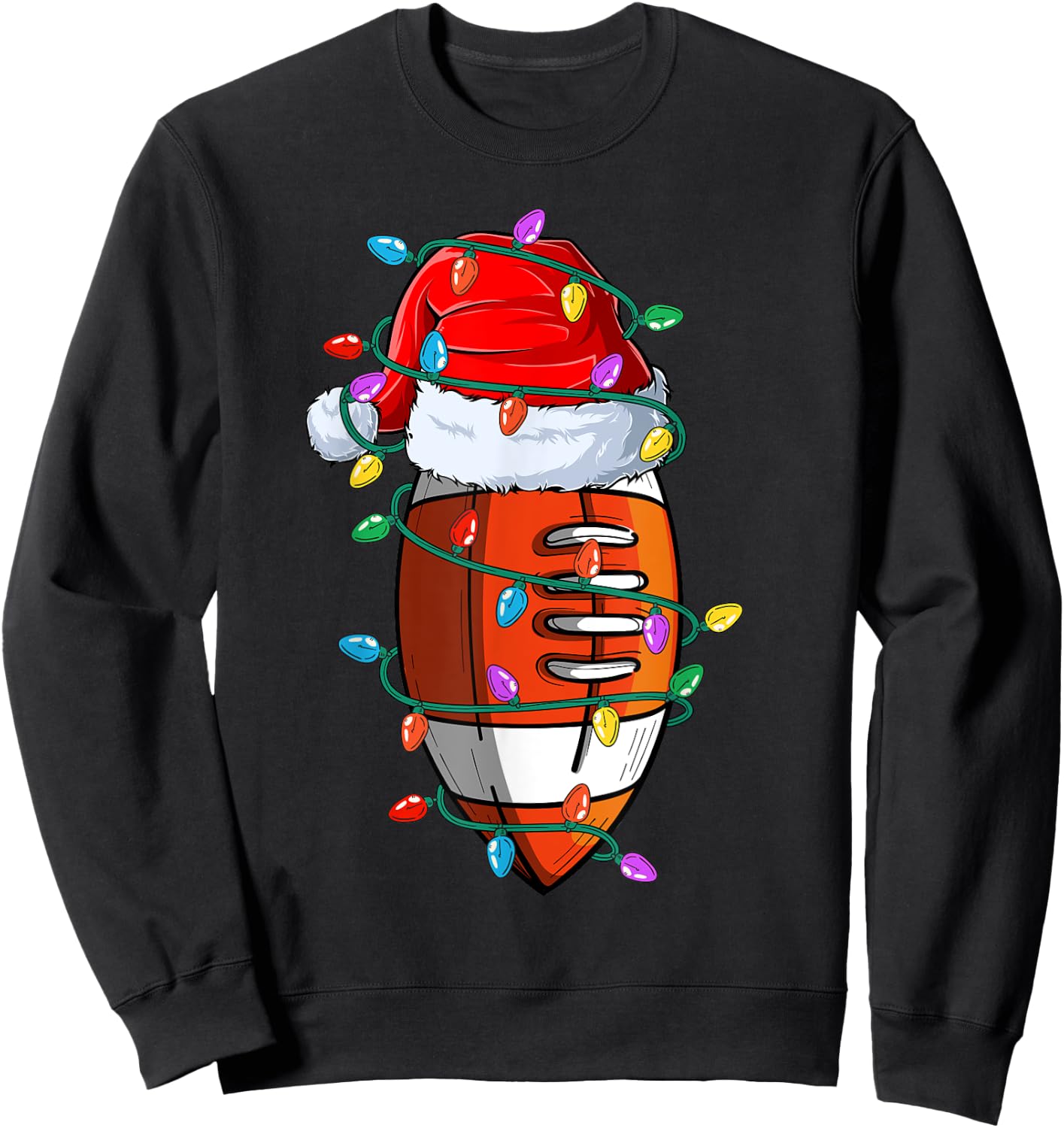 Christmas Football Xmas Santa Sports Hat Ball Kids Boys Men Sweatshirt - Sweatshirt | Black