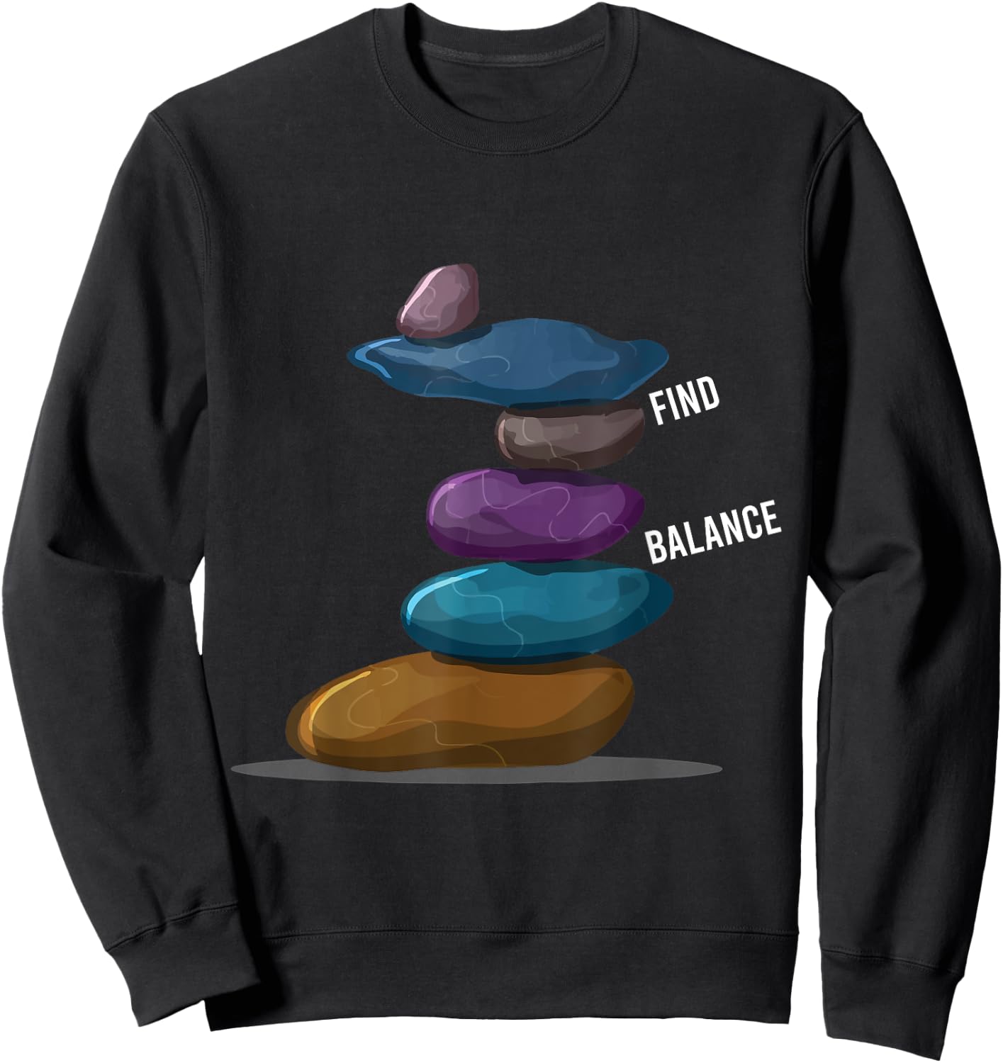 Find Balance Rock Stacks Of Rock Balancing Rock Stacking Sweatshirt - Sweatshirt | Black