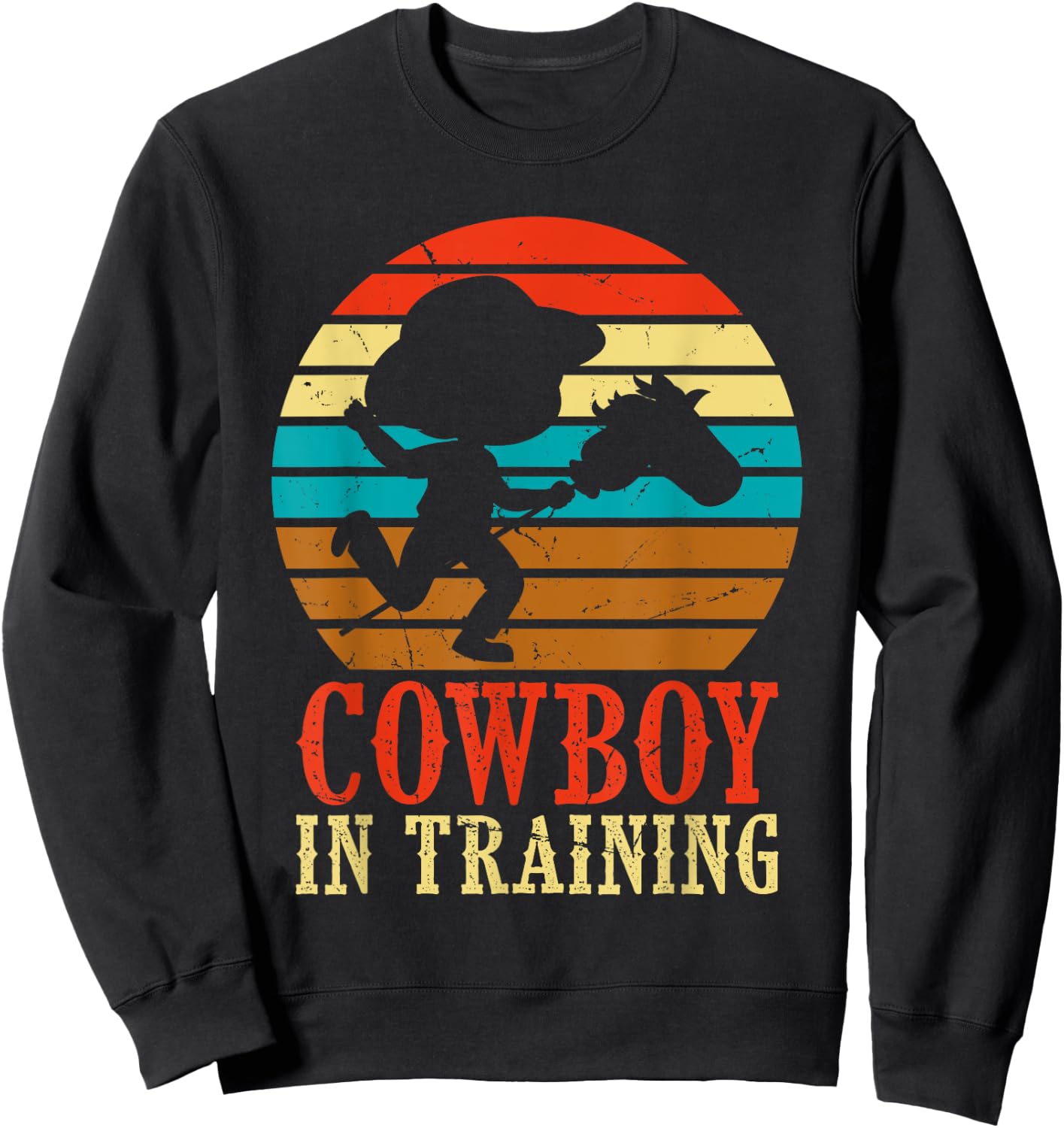 Kids Cowboy in Training Cute Future Rodeo Boy Wooden Horse Sweatshirt - Sweatshirt | Black