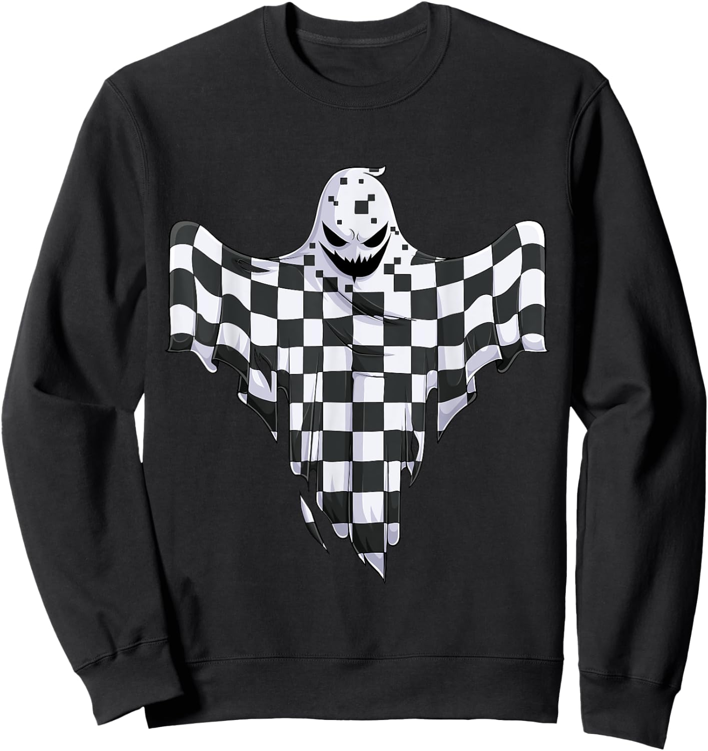 Ghost Halloween Kids Toddler Youth Race car Pit Crew Sweatshirt - Sweatshirt | Black