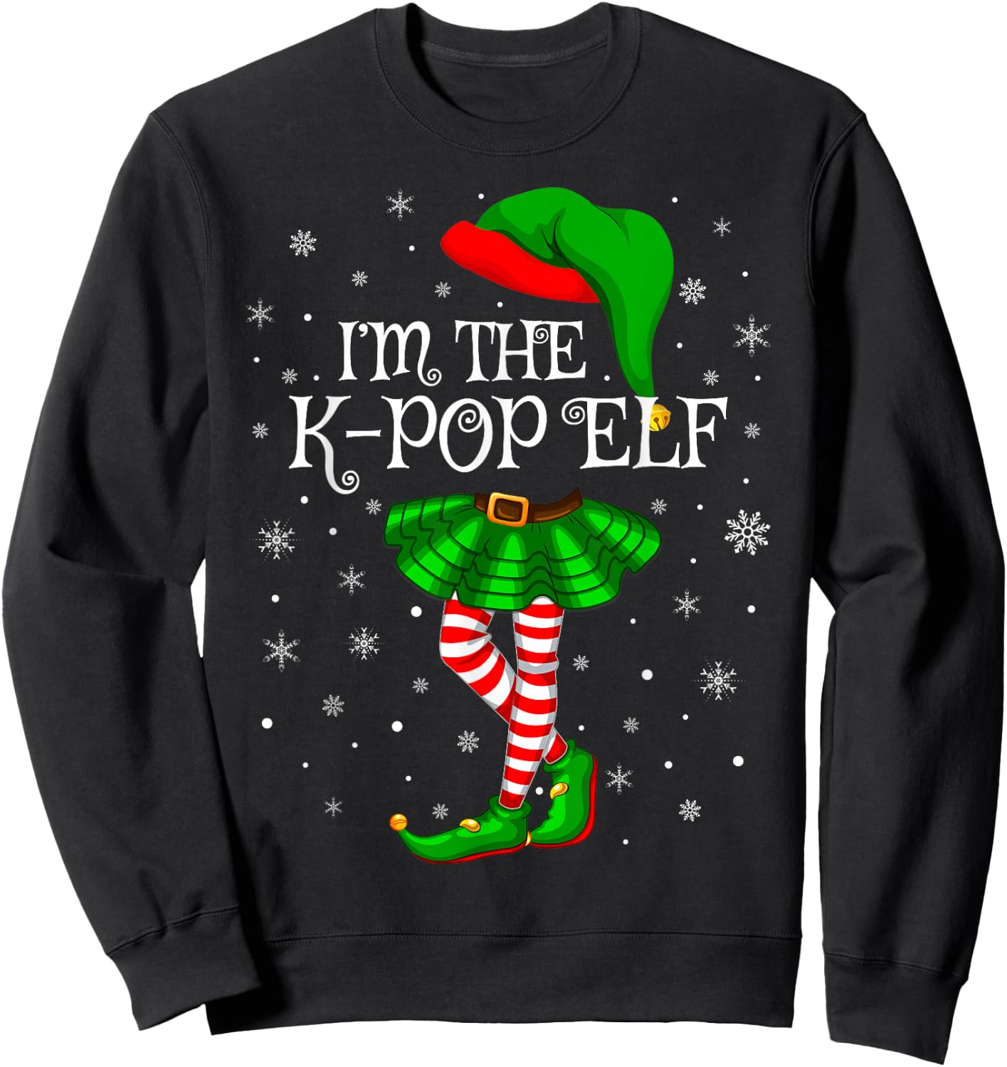 K-Pop Elf Christmas Matching Family Women Girls Elf Sweatshirt - Sweatshirt | Black