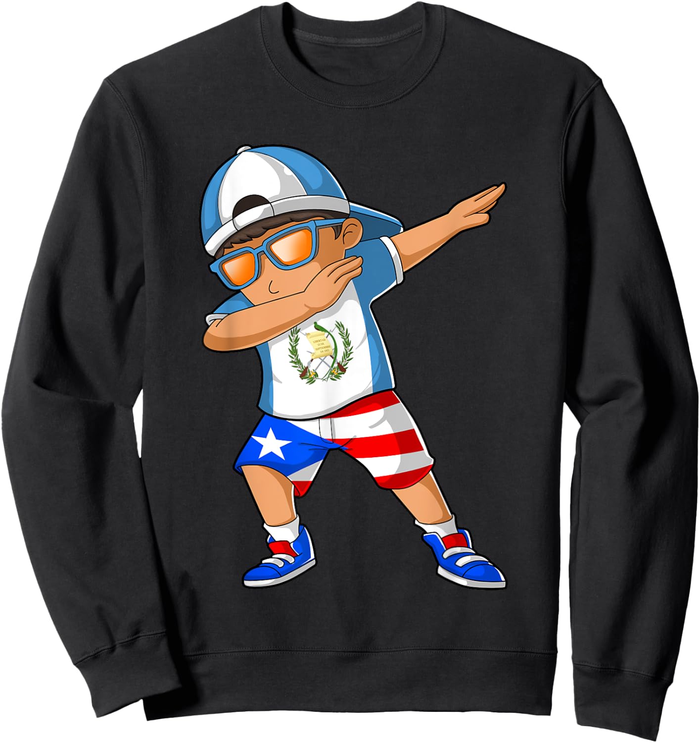 Half Guatemalan Half Puerto Rican Boy Guatemala Flag Sweatshirt - Sweatshirt | Black