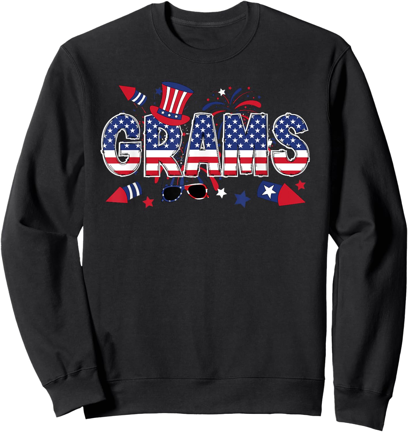 4th Of July Grams Grandmother American Flag Grams Grandma Women Men Sweatshirt - Sweatshirt | Black