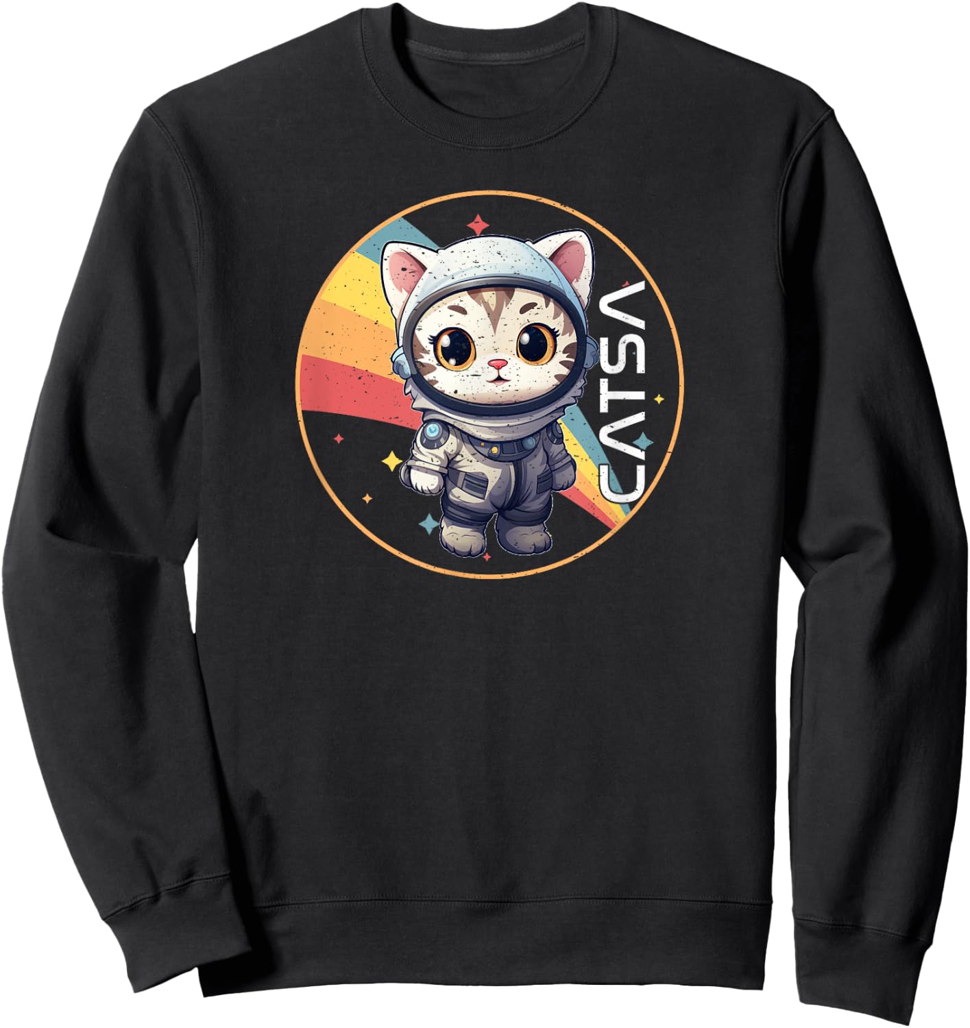 CATSA Cat Astronaut in Space | Cute Kitten & Astronomy Lover Sweatshirt - Sweatshirt | Black