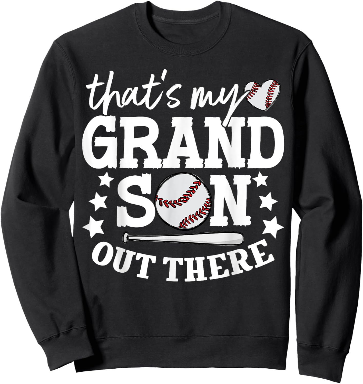 That's My Grandson Out There Women Baseball Grandma T-Ball Sweatshirt - Sweatshirt | Black