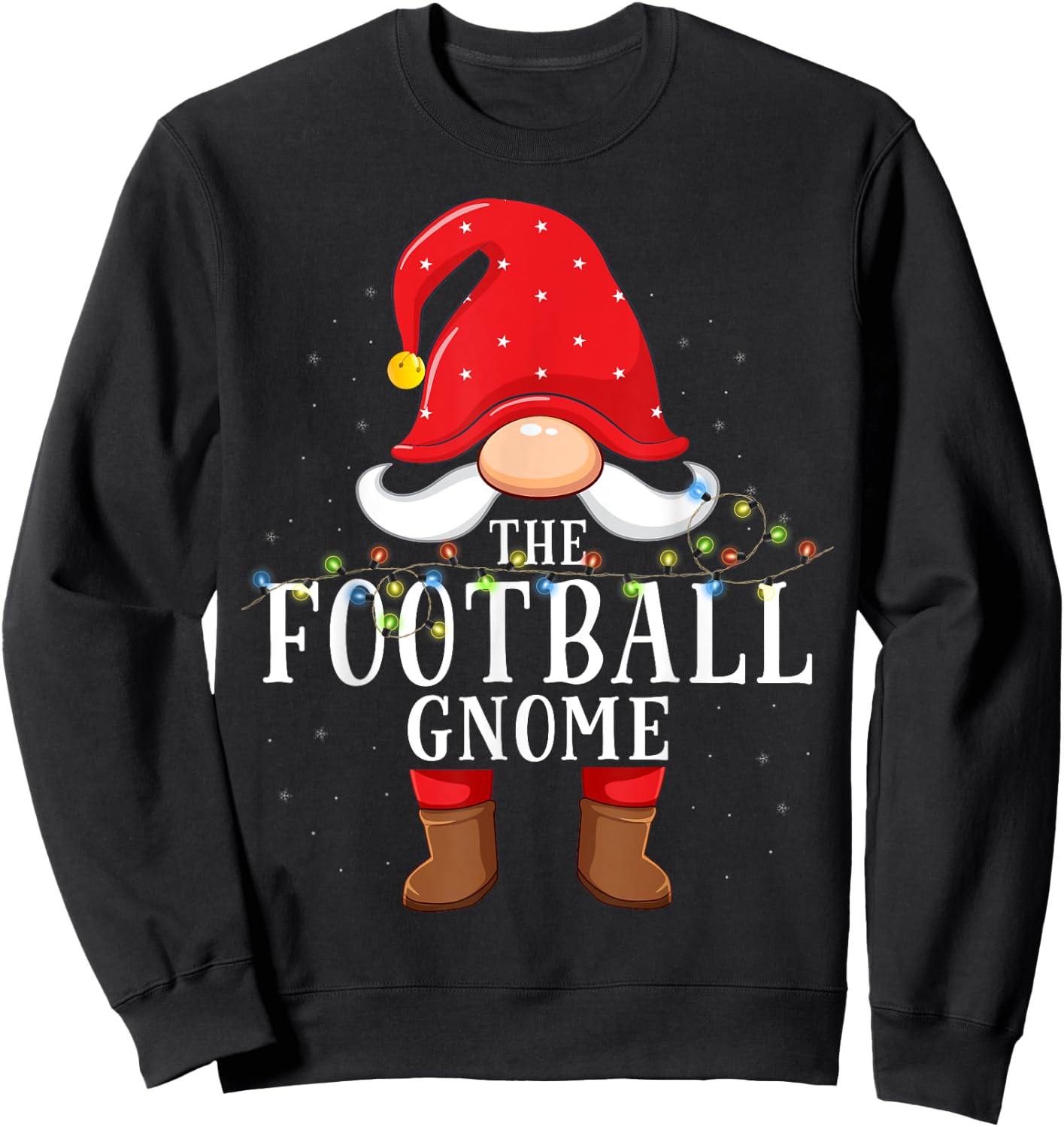 Football Gnome Matching Christmas Family Pajama Sweatshirt - Sweatshirt | Black