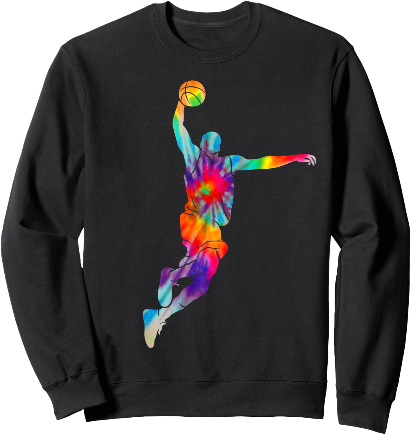 Basketball Player Tie Dye Vintage Bball Coach Fan Sweatshirt - Sweatshirt | Black