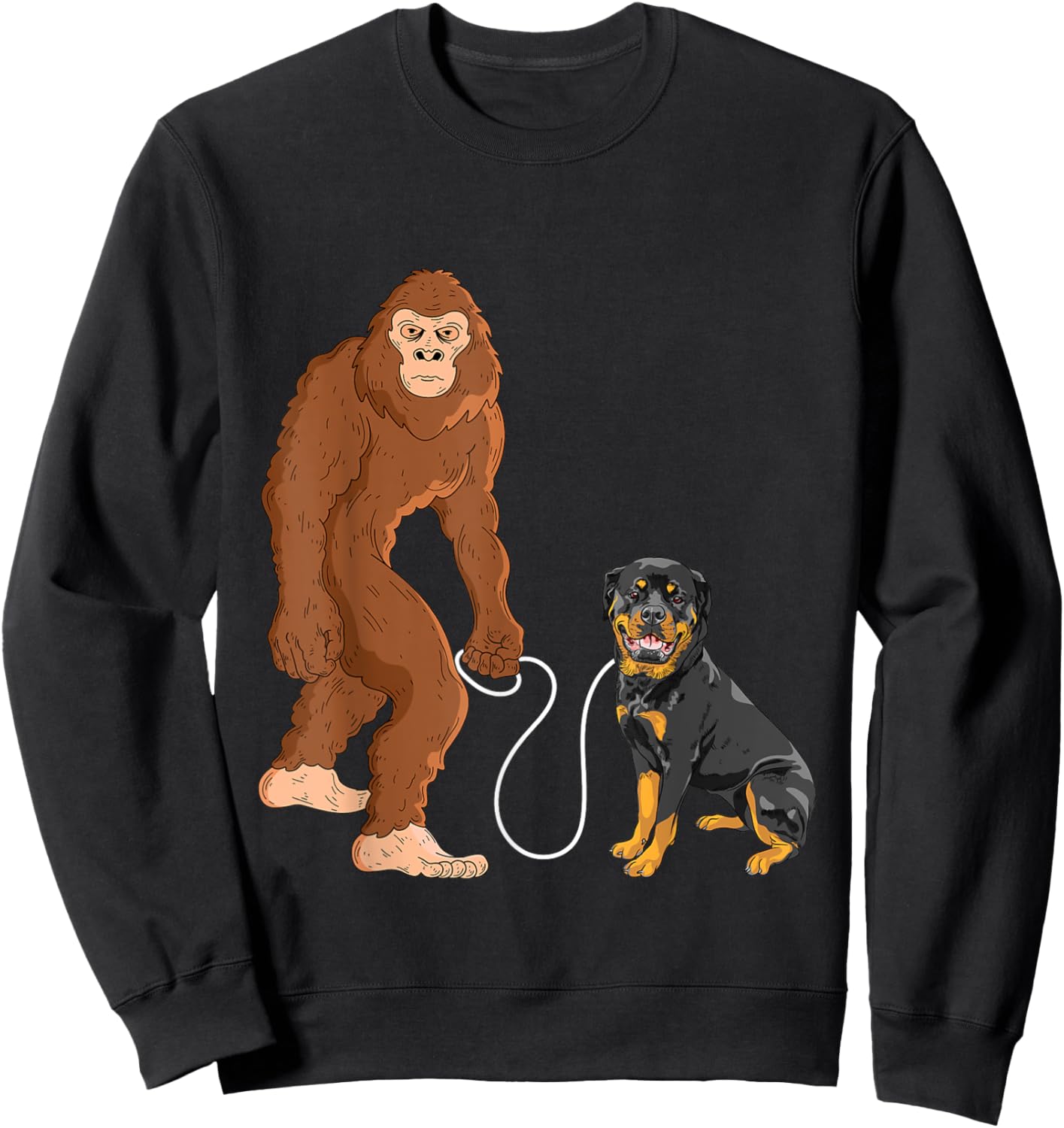 Bigfoot And Rottweiler - Dog Owner Puppy Lover Women Kids Sweatshirt - Sweatshirt | Black