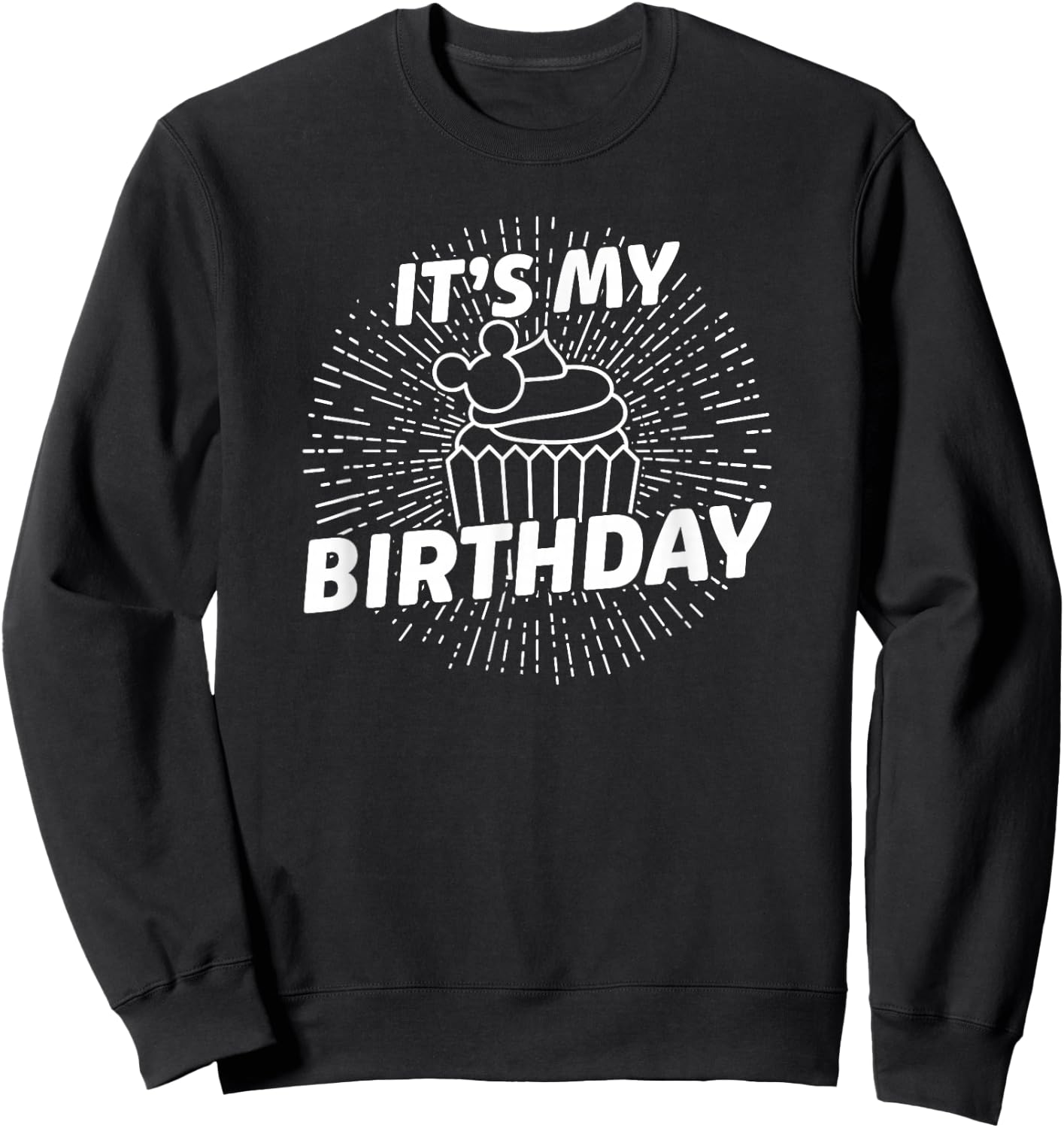 Disney Mickey Mouse It's My Birthday White Cupcake Sweatshirt - Sweatshirt | Black