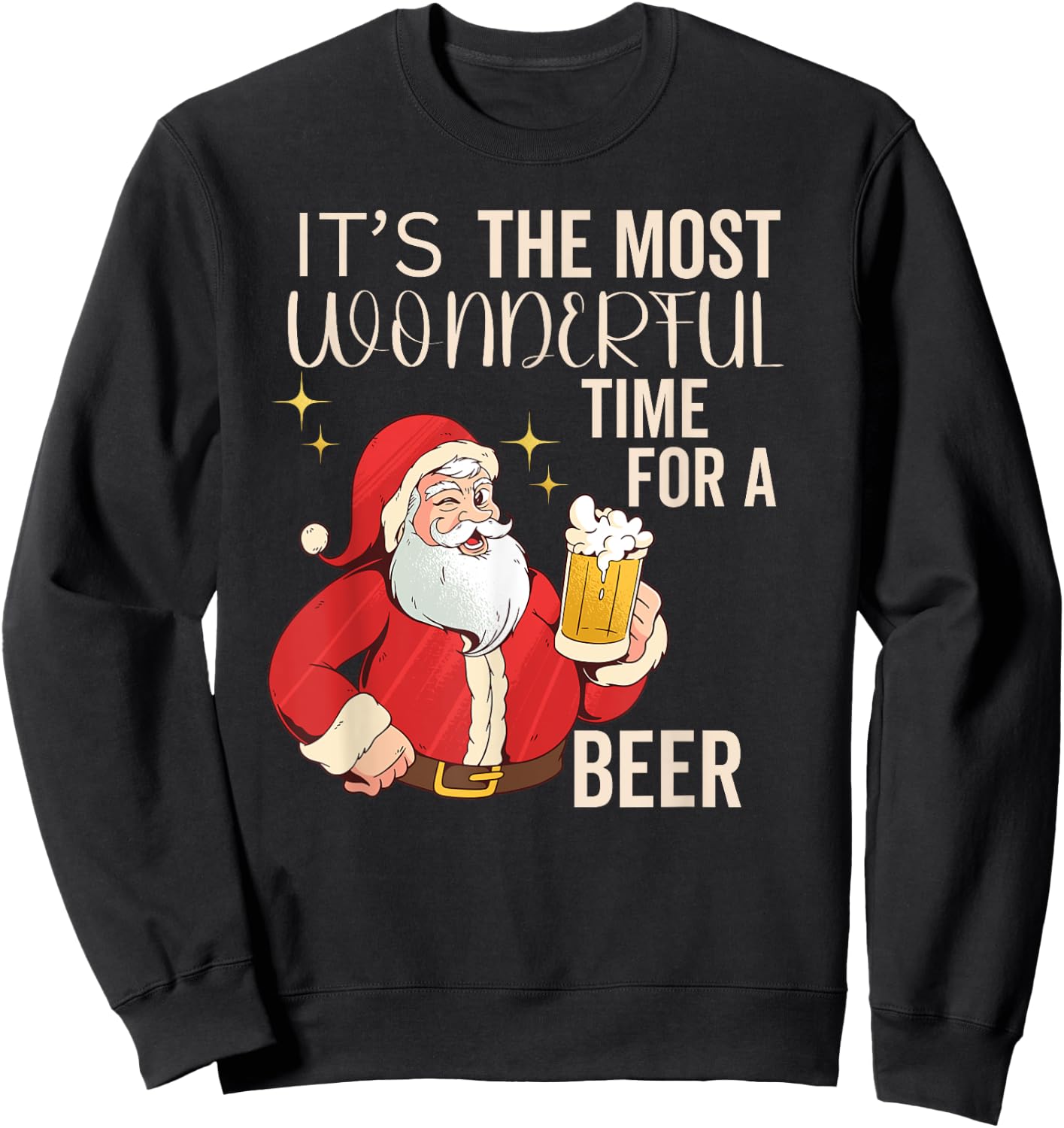 It's the Most Wonderful Time For a Beer Men's Beer Christmas Sweatshirt - Sweatshirt | Black